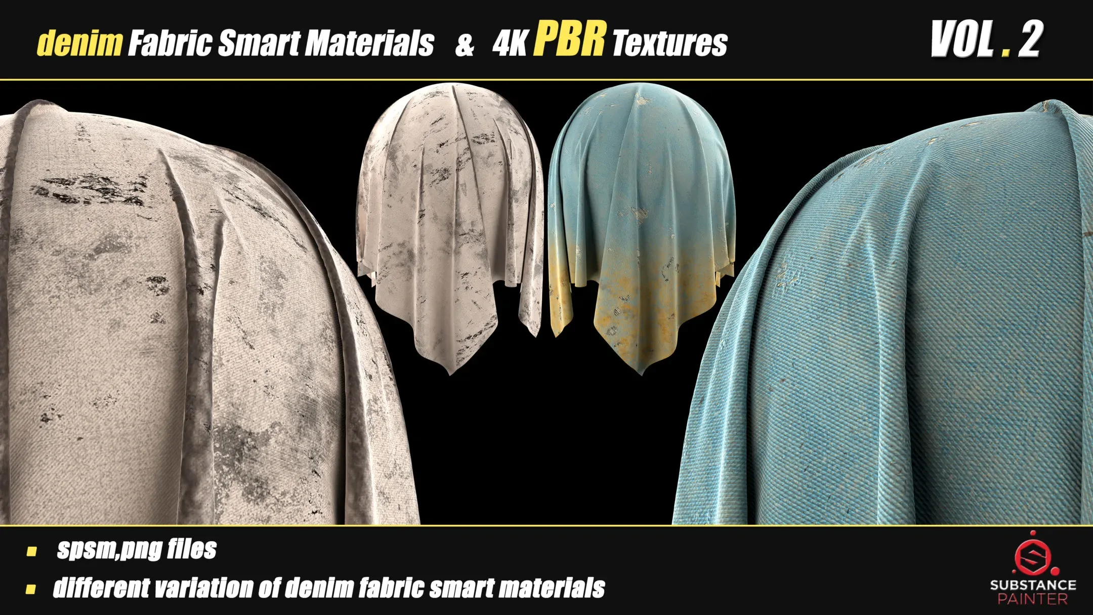 30 Denim Fabric Smart Material Bundle + 4K PBR Texture_VOL_02