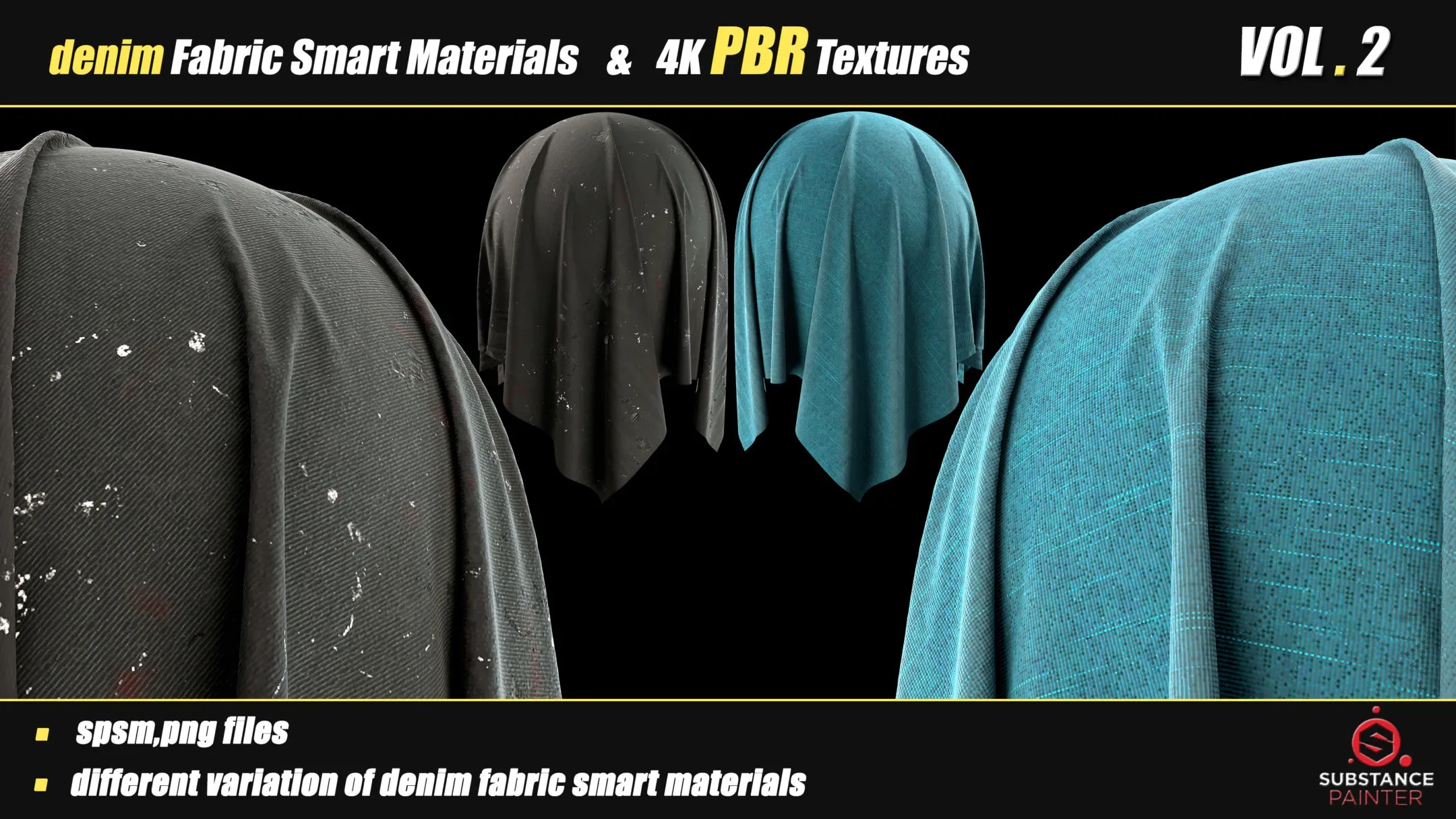 30 Denim Fabric Smart Material Bundle + 4K PBR Texture_VOL_02