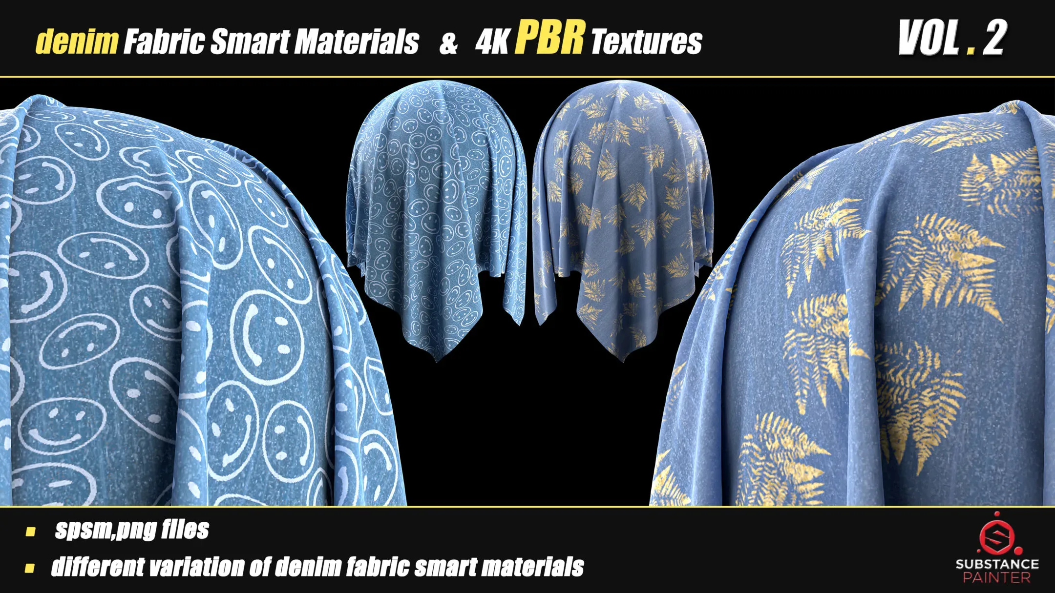 30 Denim Fabric Smart Material Bundle + 4K PBR Texture_VOL_02