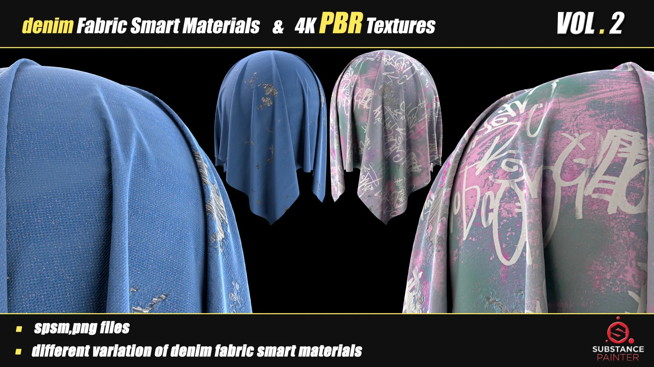 30 Denim Fabric Smart Material Bundle + 4K PBR Texture_VOL_02