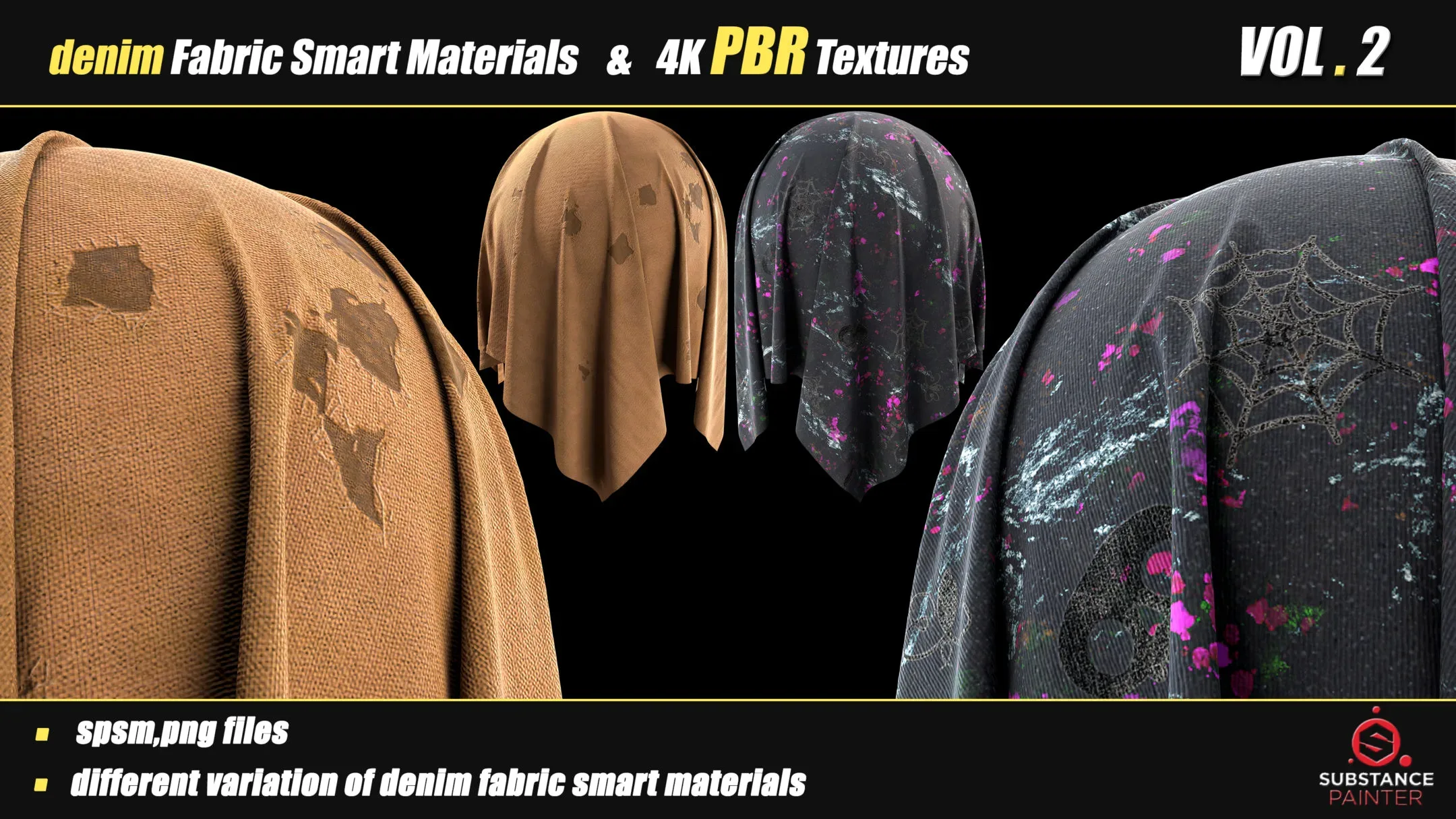 30 Denim Fabric Smart Material Bundle + 4K PBR Texture_VOL_02