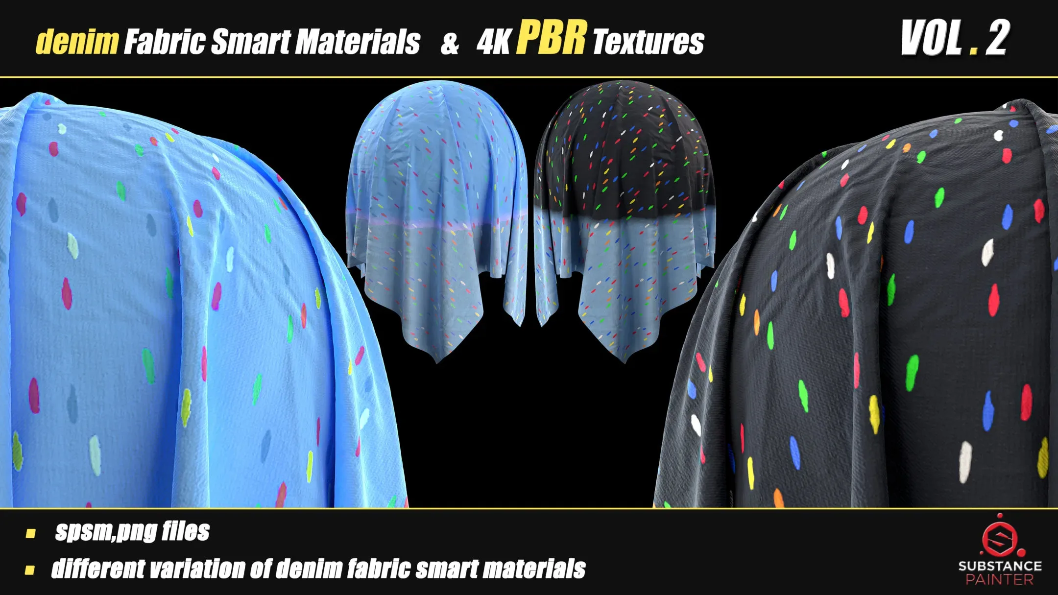 30 Denim Fabric Smart Material Bundle + 4K PBR Texture_VOL_02