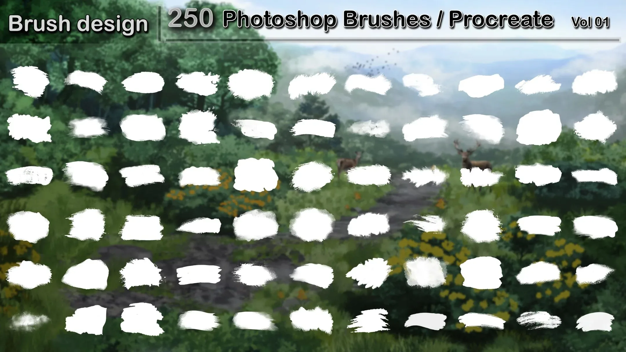 250  Photoshop Brushes / Procreate    vol 01