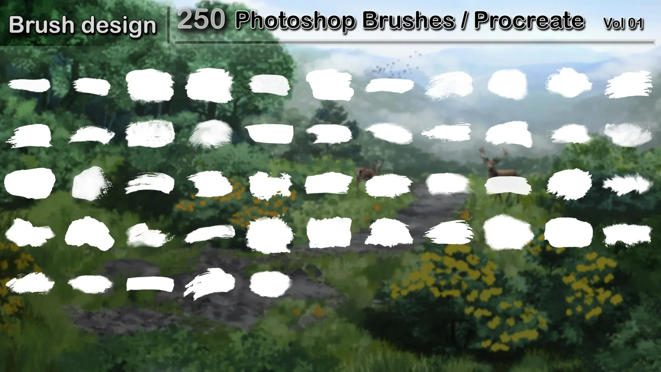 250  Photoshop Brushes / Procreate    vol 01