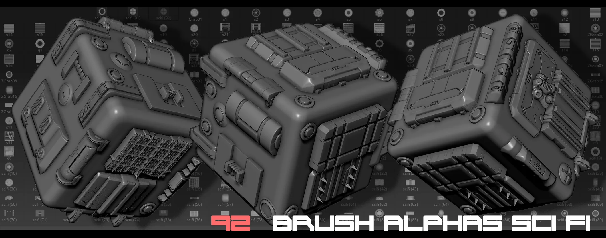 Zbrush Alphas Scifi 92