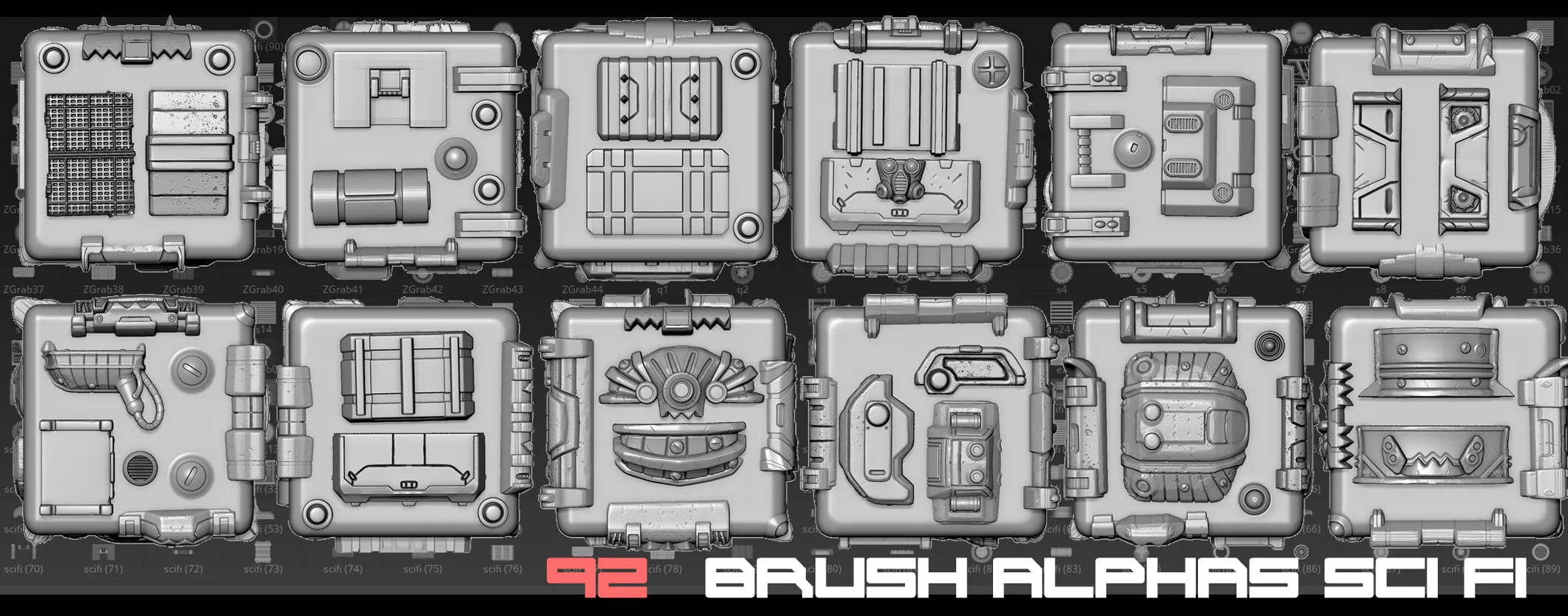 Zbrush Alphas Scifi 92