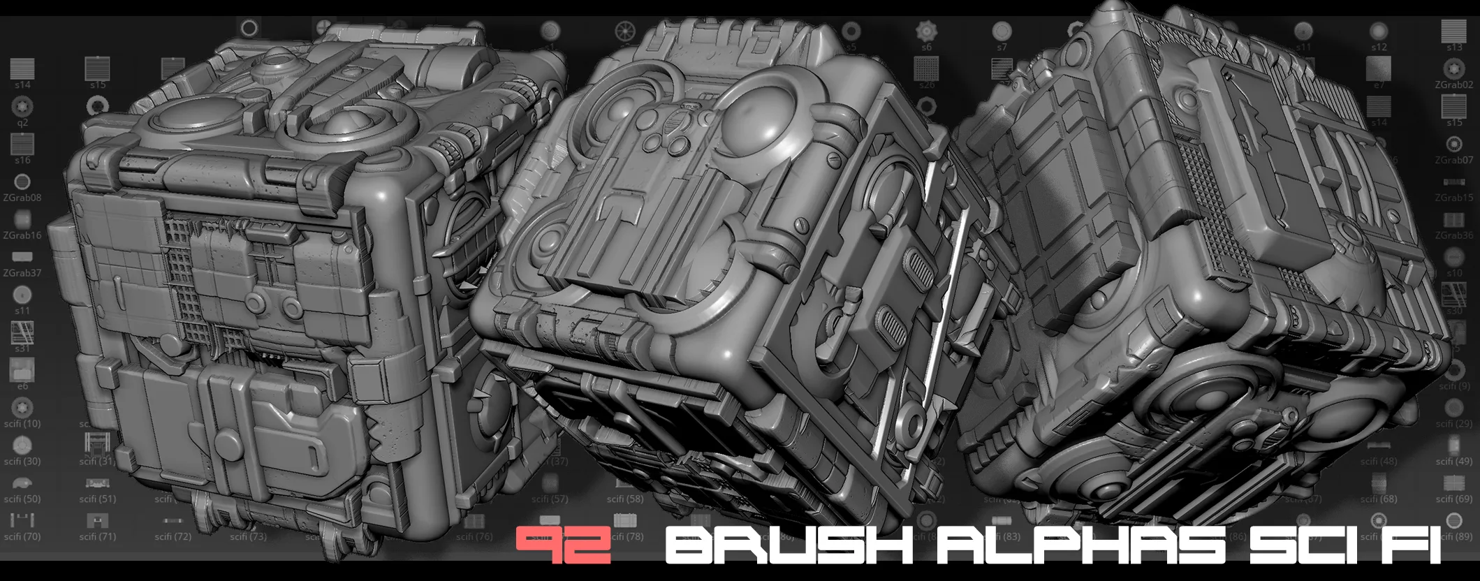 Zbrush Alphas Scifi 92