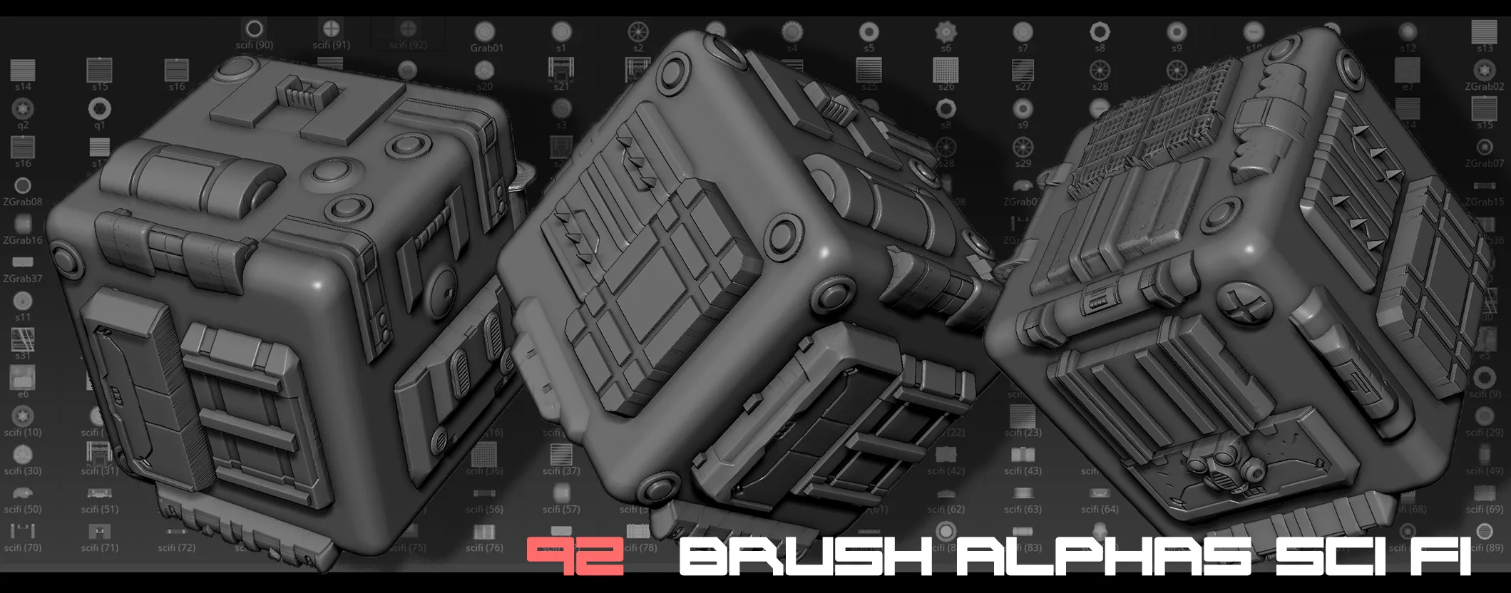 Zbrush Alphas Scifi 92