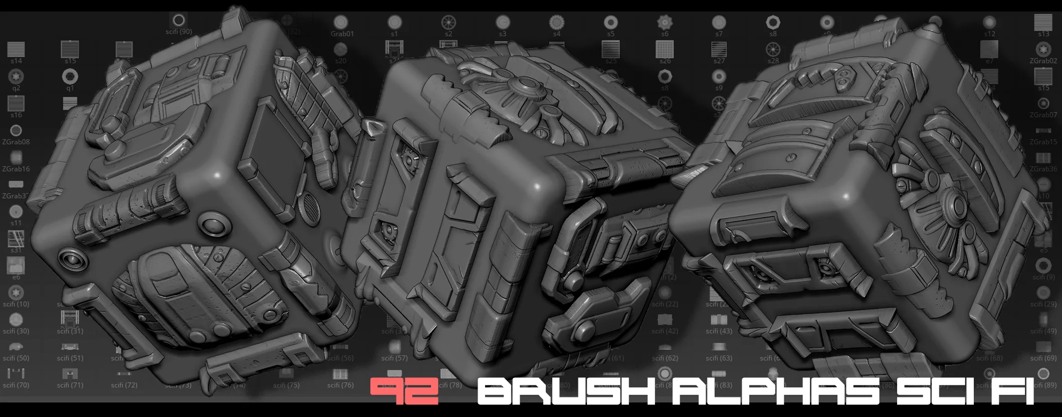 Zbrush Alphas Scifi 92