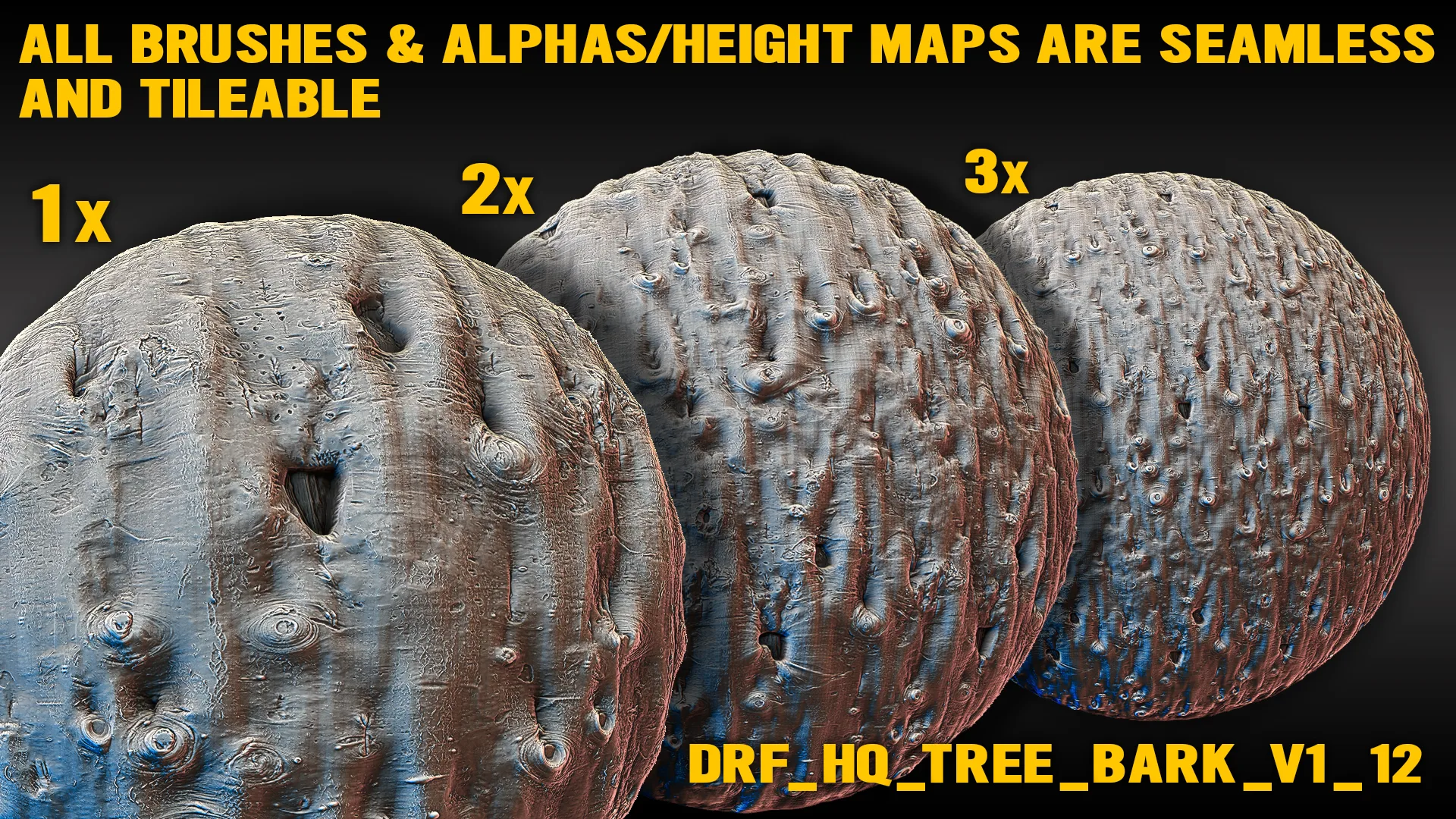 Ultra HQ Tree Bark Sculpt Seamless Zbrush brushes + Alphas (Blender, Substance, Mudbox, etc.) Vol.1