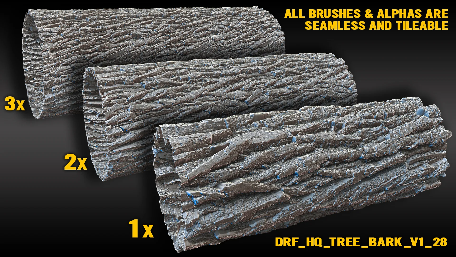 Ultra HQ Tree Bark Sculpt Seamless Zbrush brushes + Alphas (Blender, Substance, Mudbox, etc.) Vol.1