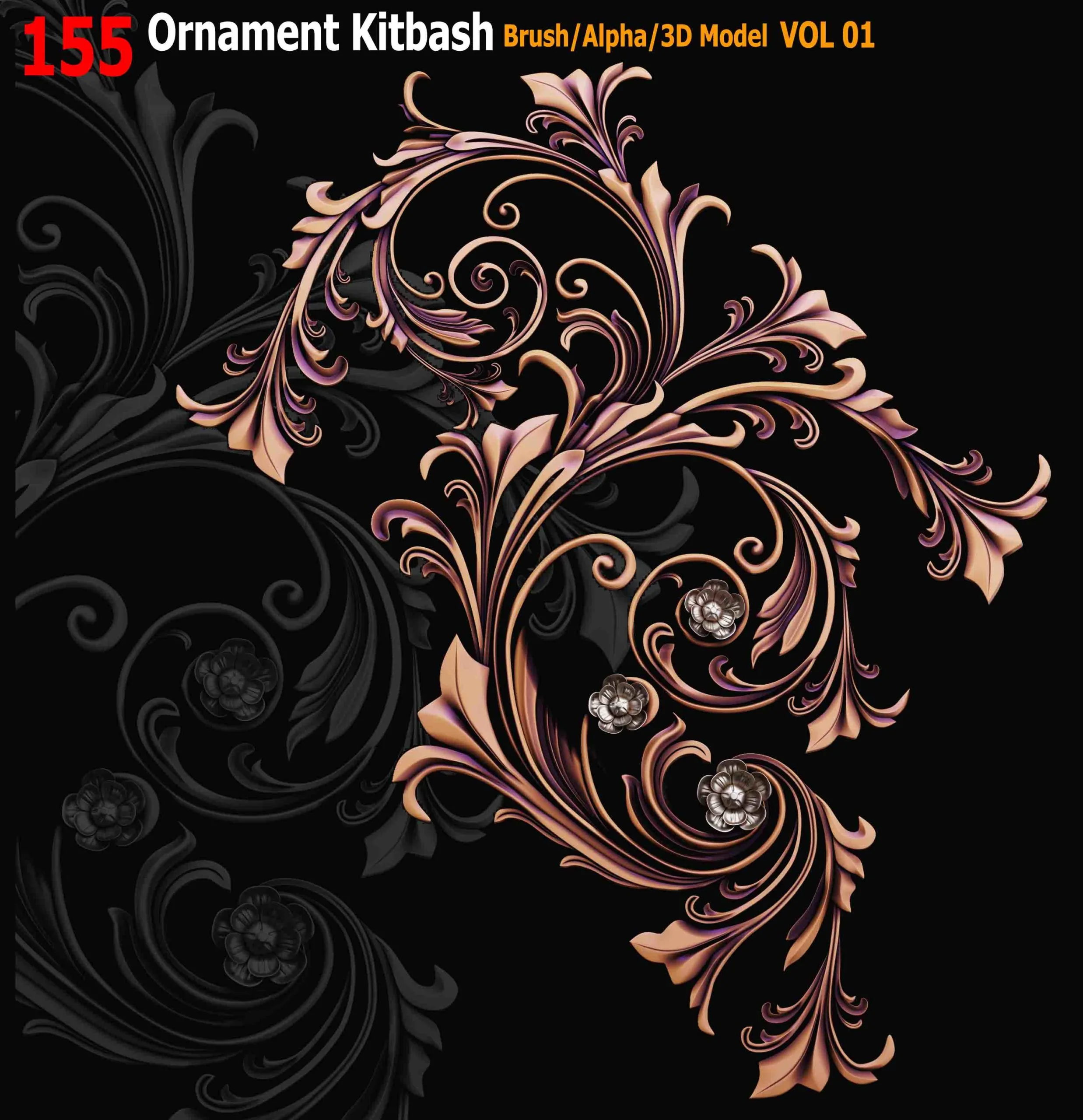 155 Ornament Brush/Alpha/3D Model VOL01