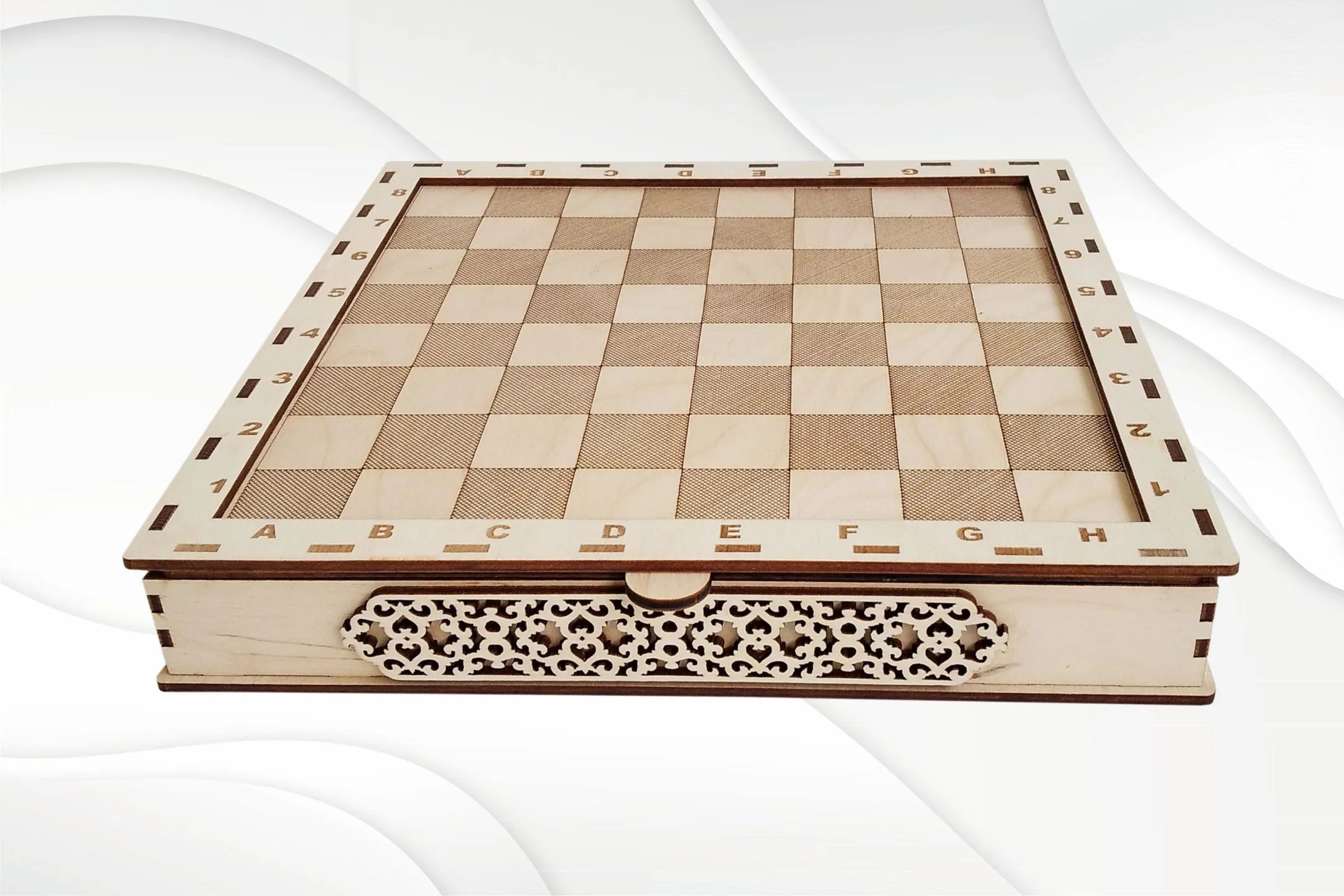 Chess set with board laser cutting FlippedNormals