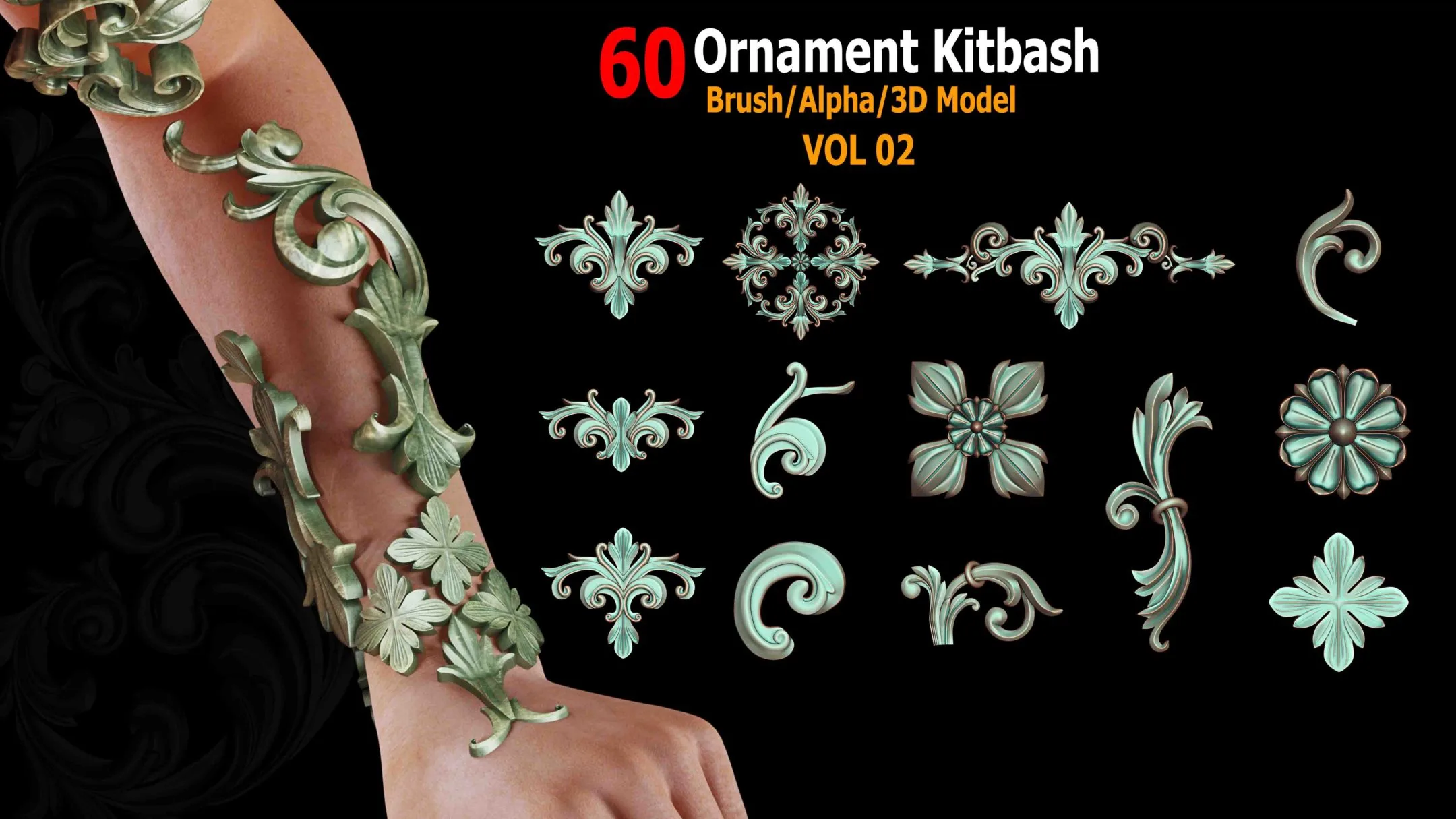 60 Ornament Brush/Alpha/3D Model VOL02