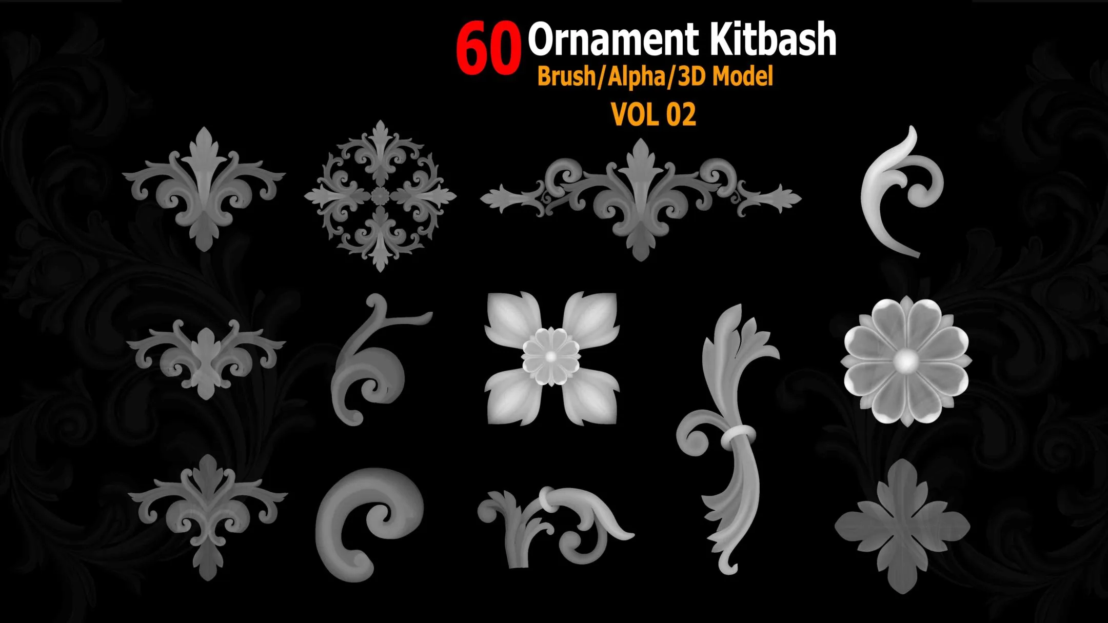 60 Ornament Brush/Alpha/3D Model VOL02