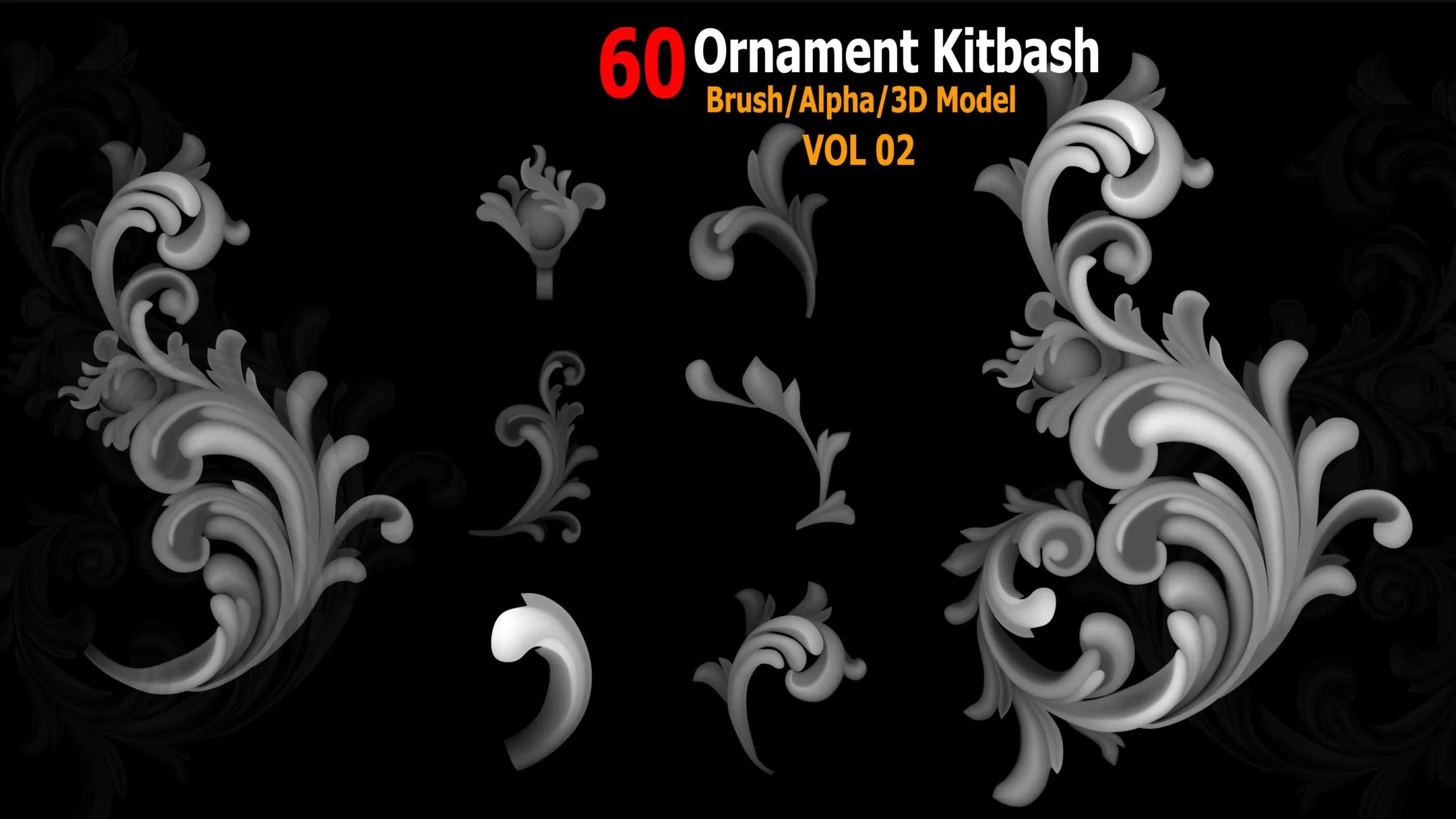 60 Ornament Brush/Alpha/3D Model VOL02