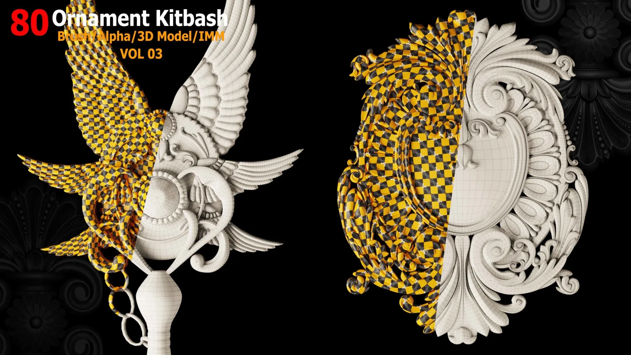 80 Sahra Ornament Kitbash/Brush/Alpha/3D Model/IMM VOL03