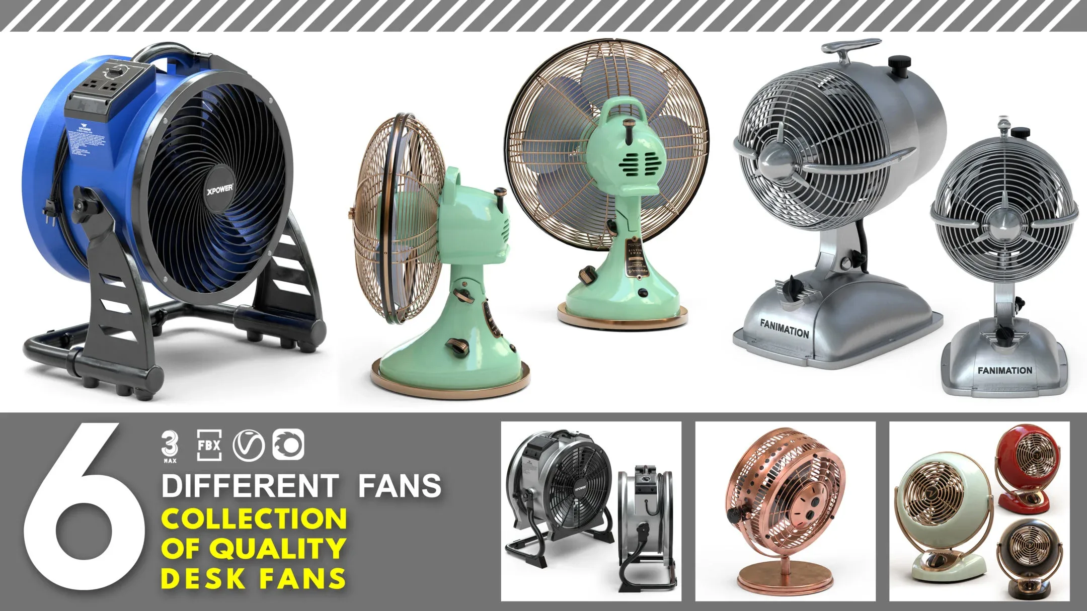6 collection of quality desk fans FlippedNormals
