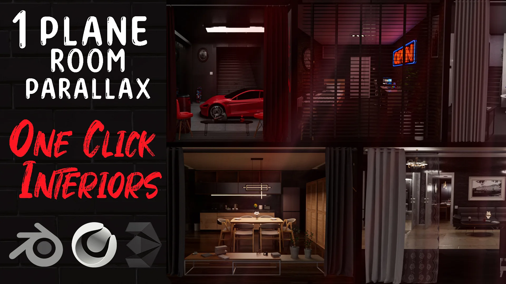 Parallax room pack | One click interiors | 20+20 | KPACK | Windows