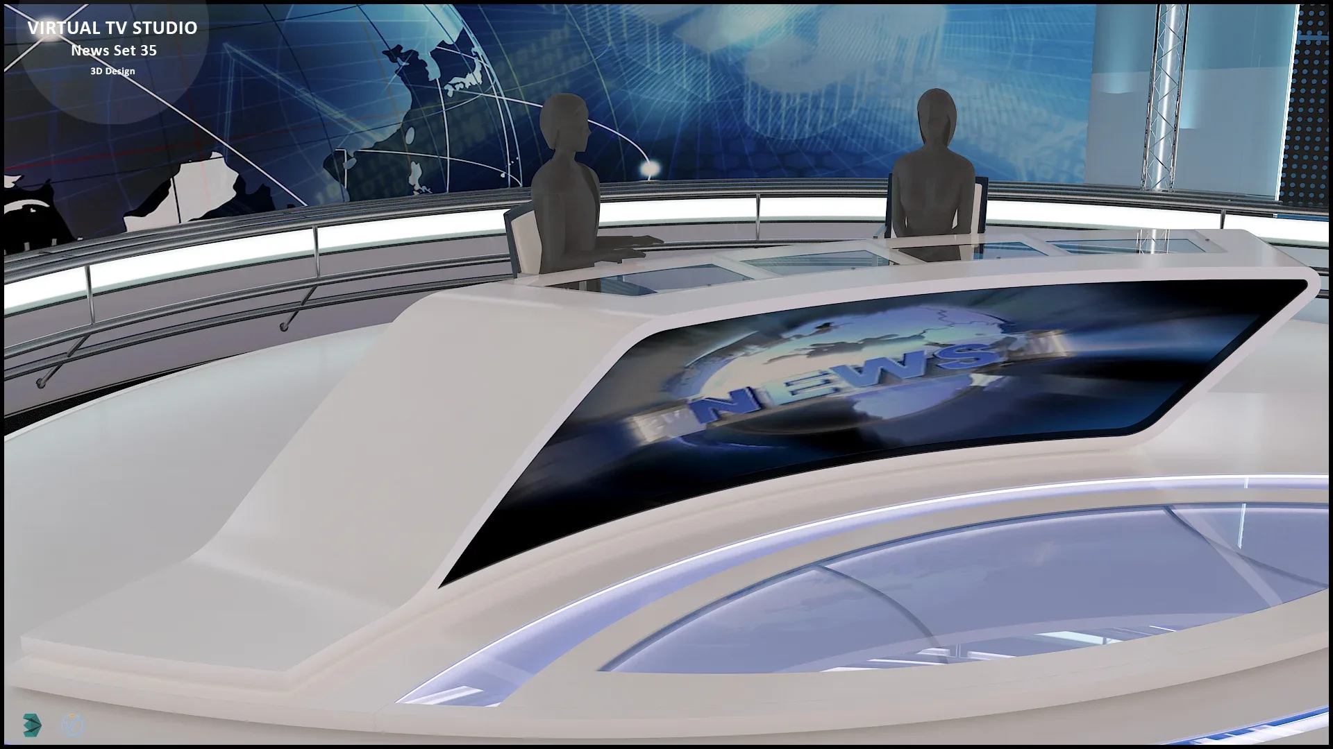 Virtual TV Studio News Set 35