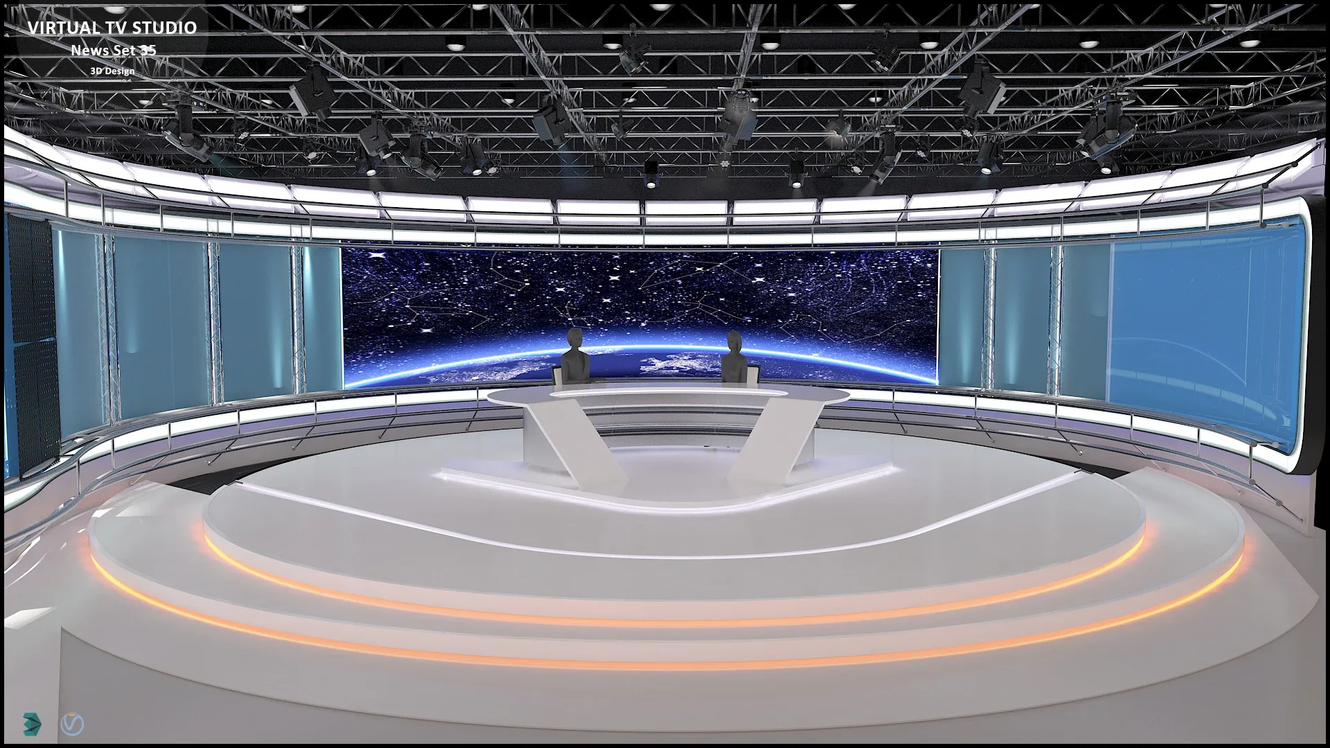 Virtual TV Studio News Set 35