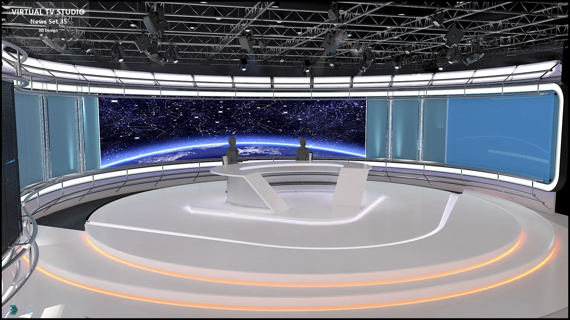 Virtual TV Studio News Set 35