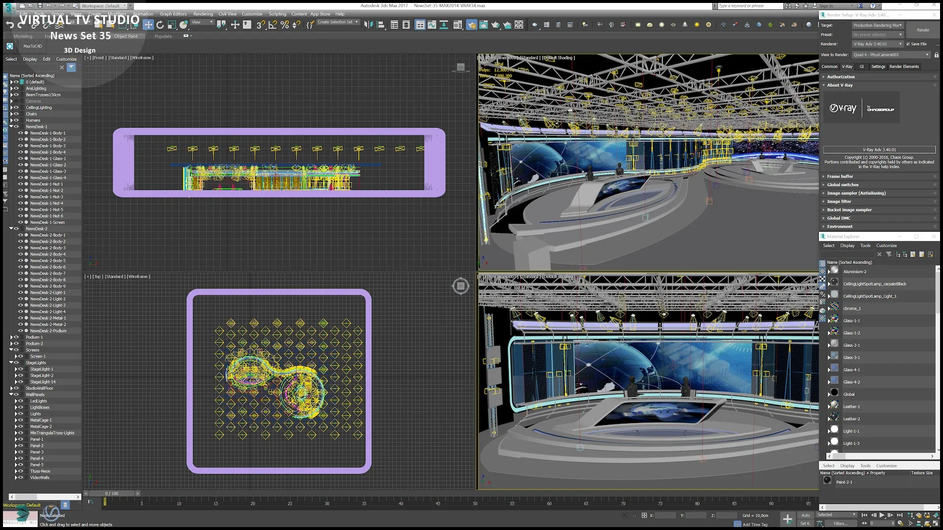 Virtual TV Studio News Set 35