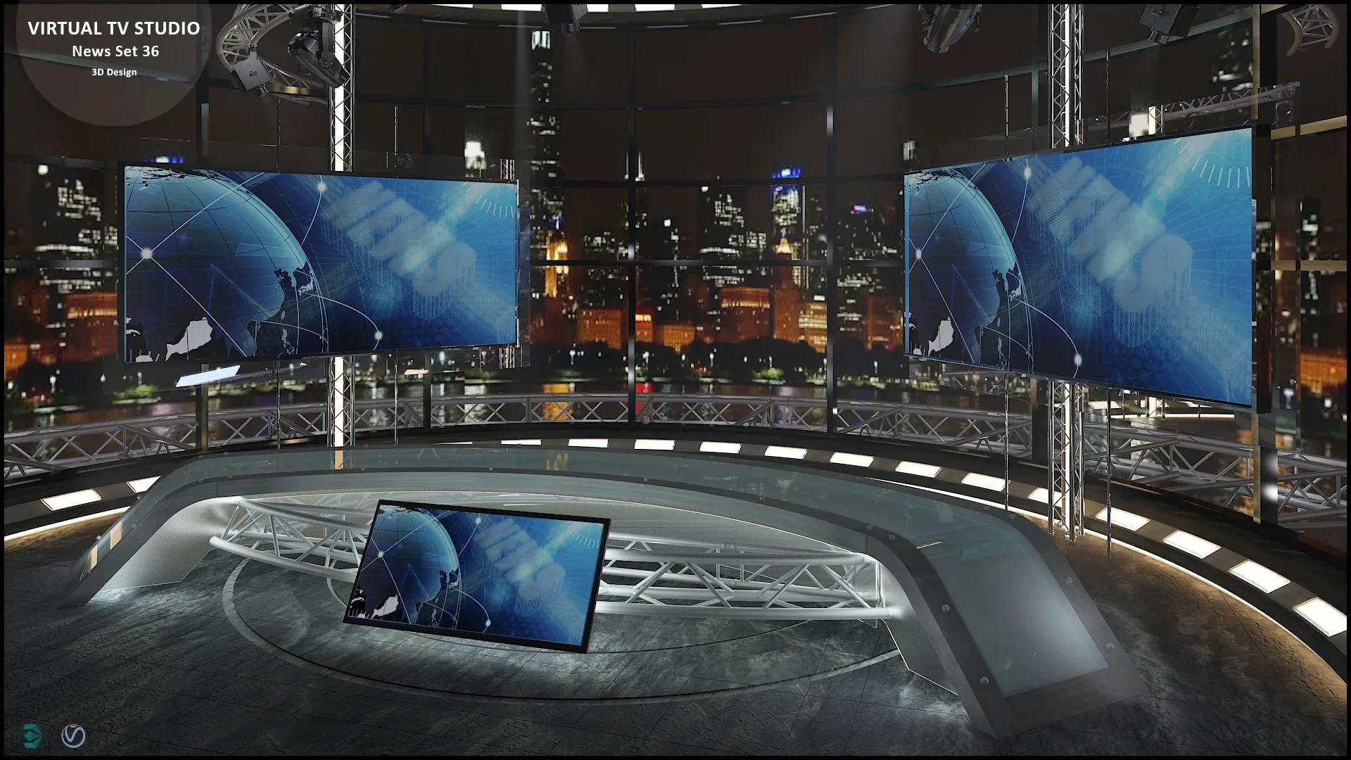 Virtual TV Studio News Set 36