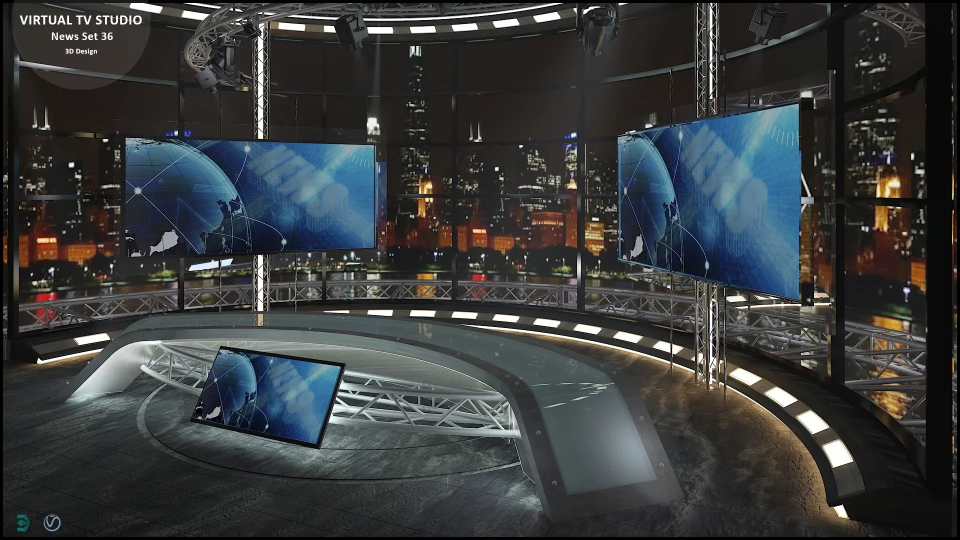 Virtual TV Studio News Set 36