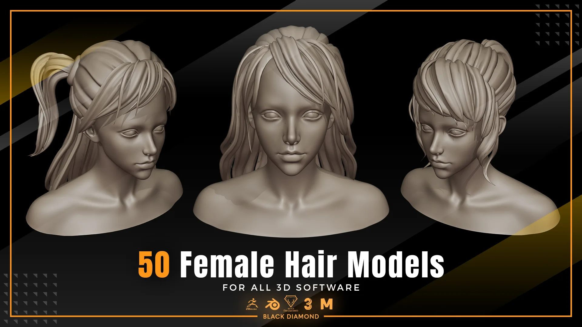 50 Female Hair Models ( FOR ALL 3D SOFTWARE )