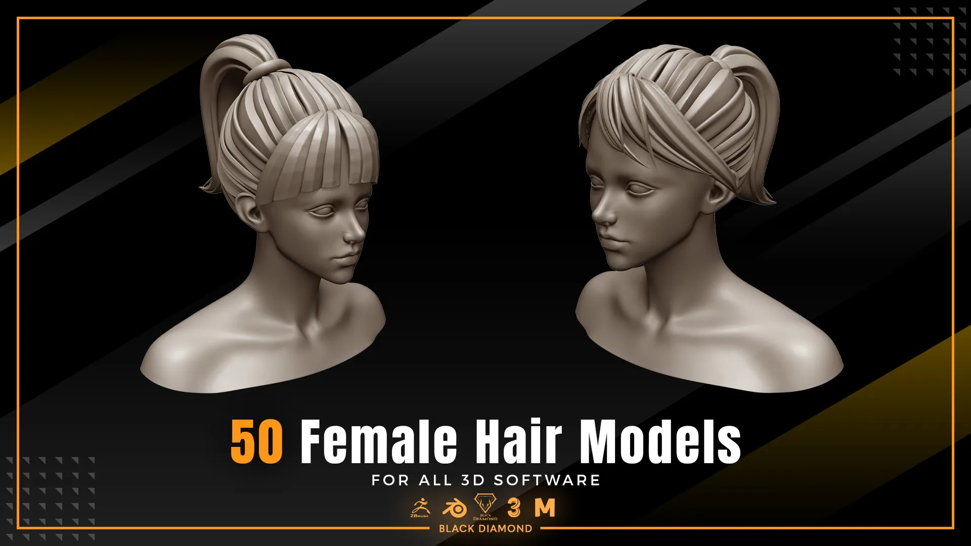 50 Female Hair Models ( FOR ALL 3D SOFTWARE )