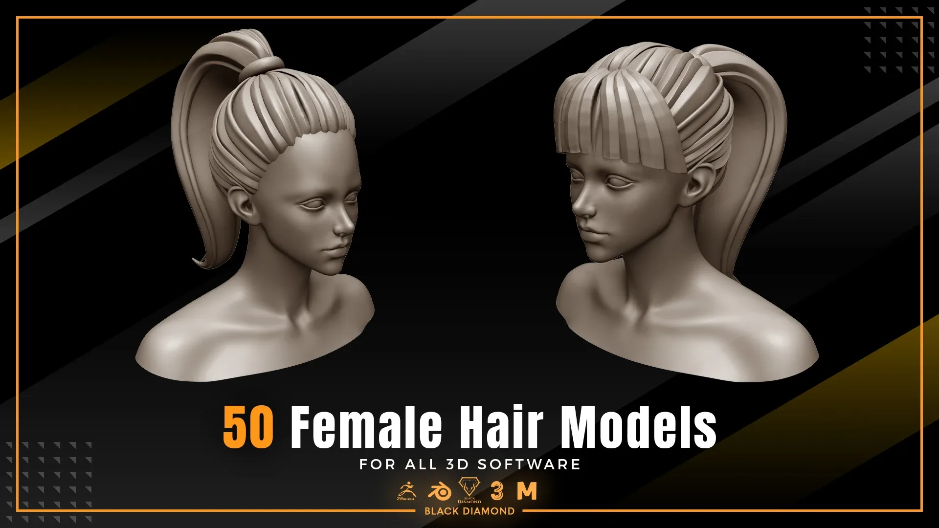 50 Female Hair Models ( FOR ALL 3D SOFTWARE )