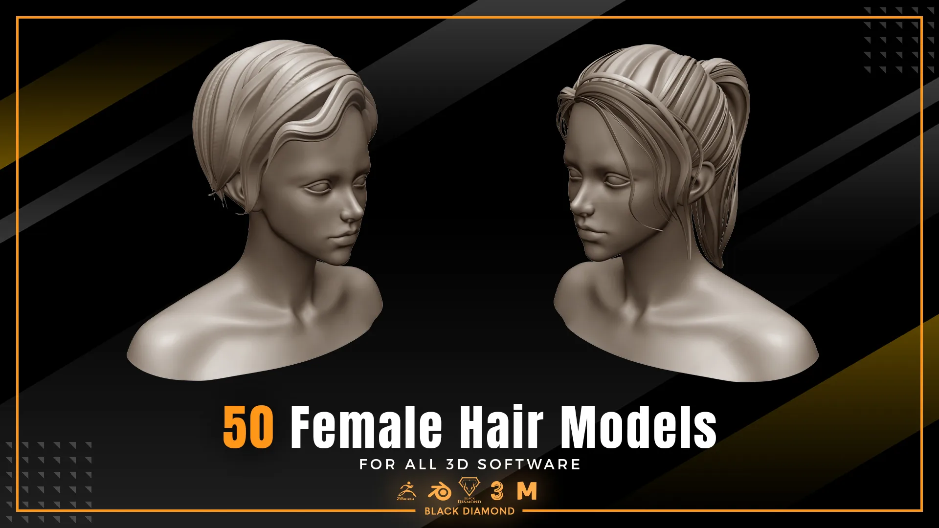 50 Female Hair Models ( FOR ALL 3D SOFTWARE )