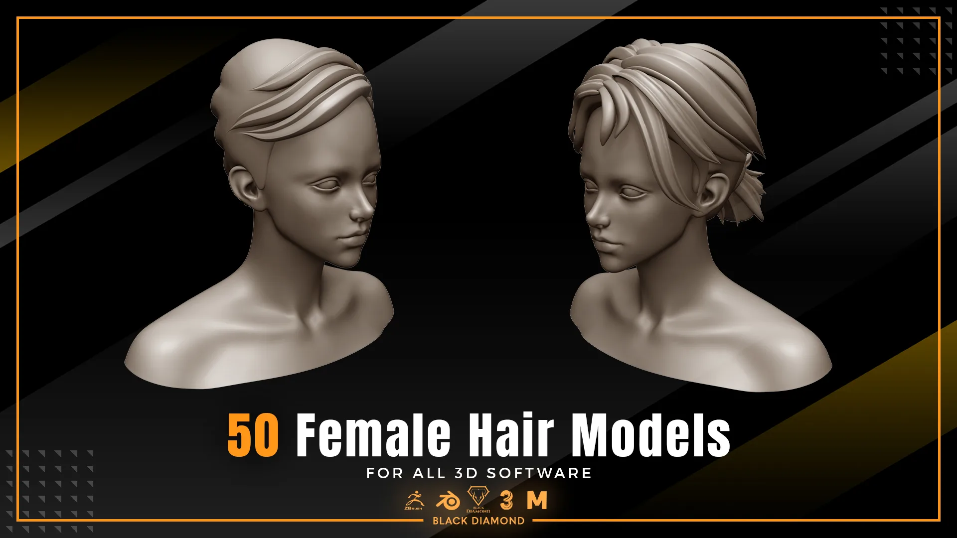 50 Female Hair Models ( FOR ALL 3D SOFTWARE )