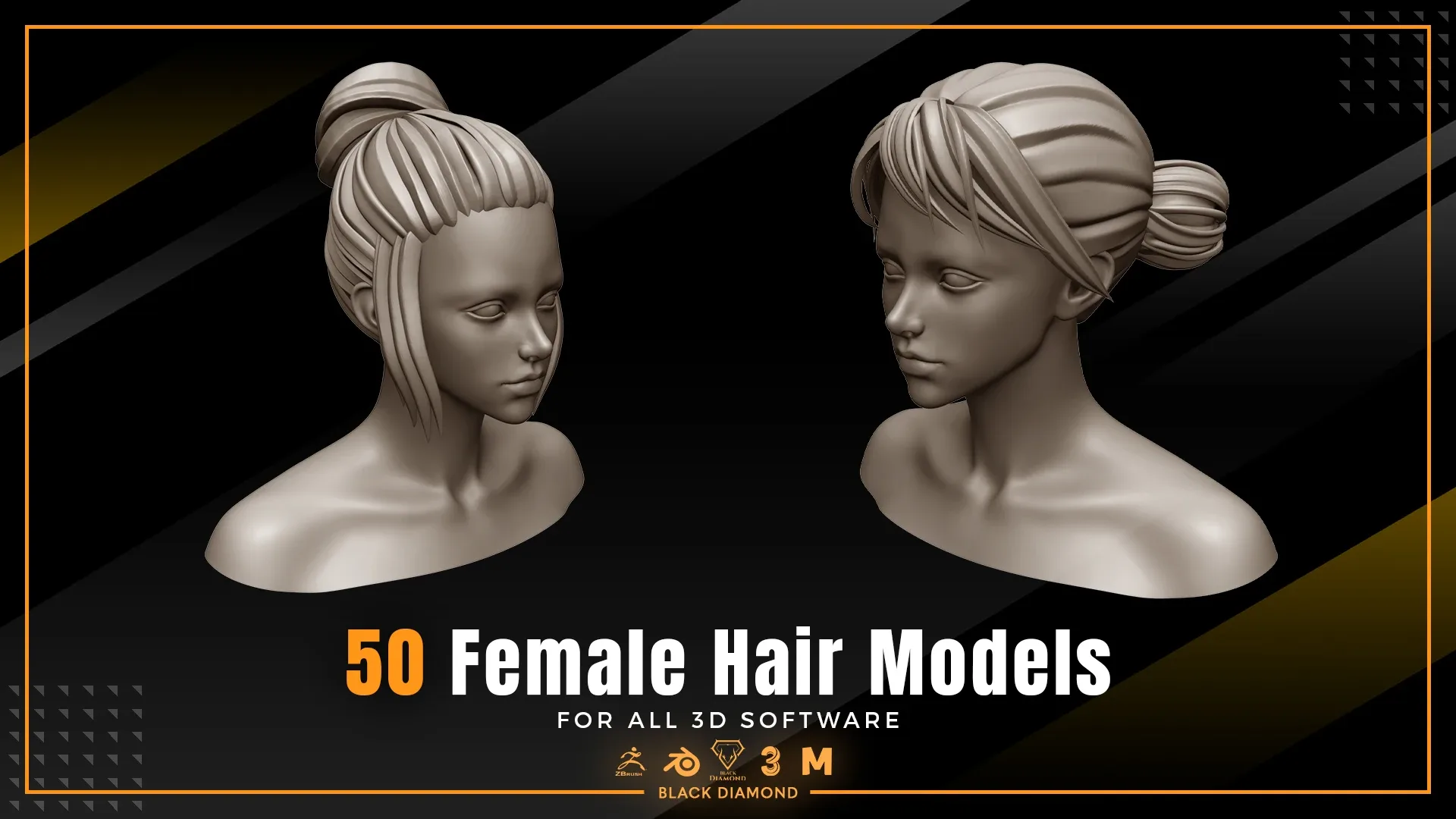 50 Female Hair Models ( FOR ALL 3D SOFTWARE )