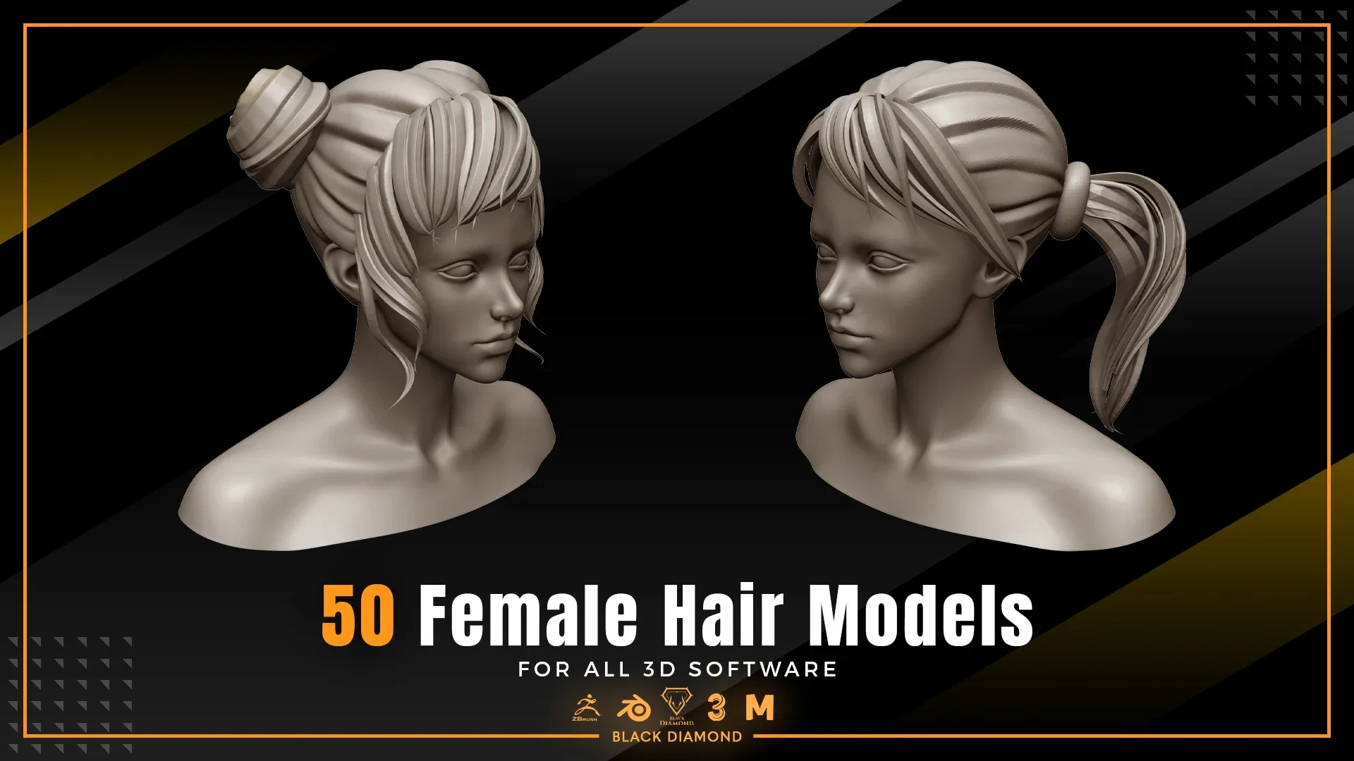 50 Female Hair Models ( FOR ALL 3D SOFTWARE )