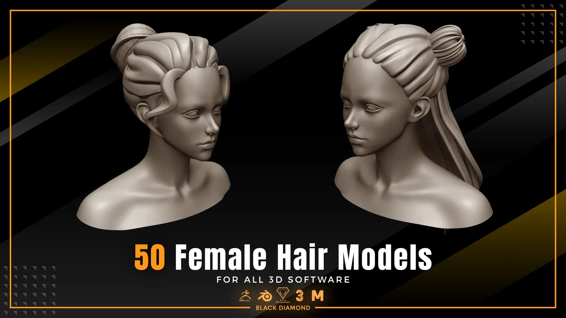 50 Female Hair Models ( FOR ALL 3D SOFTWARE )