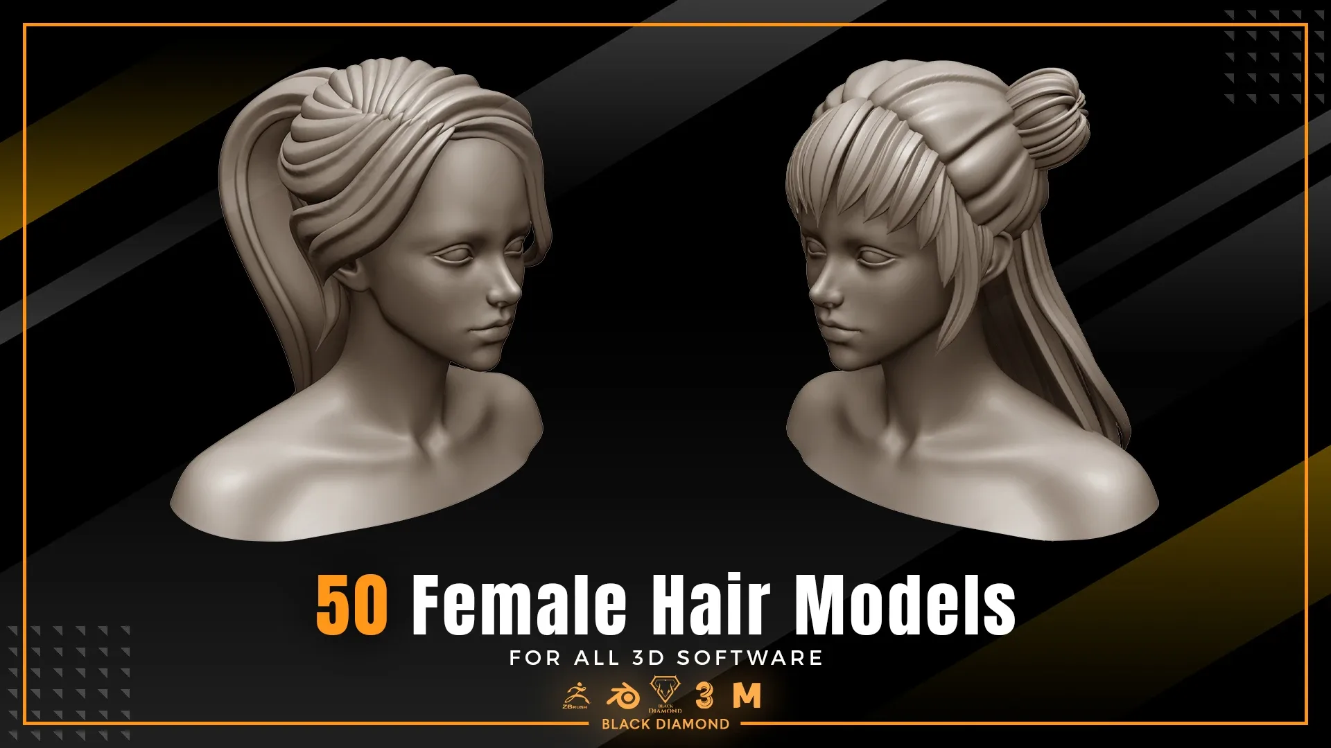 50 Female Hair Models ( FOR ALL 3D SOFTWARE )