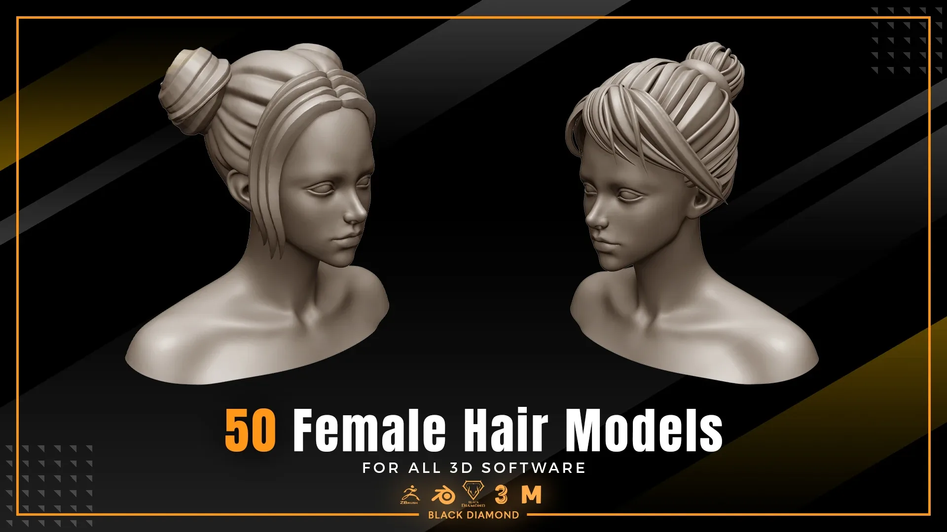 50 Female Hair Models ( FOR ALL 3D SOFTWARE )