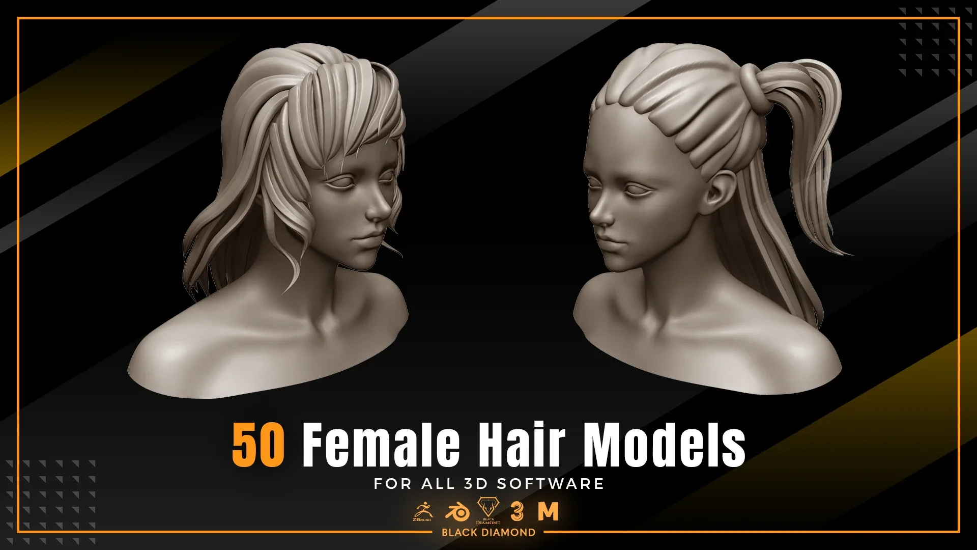 50 Female Hair Models ( FOR ALL 3D SOFTWARE )