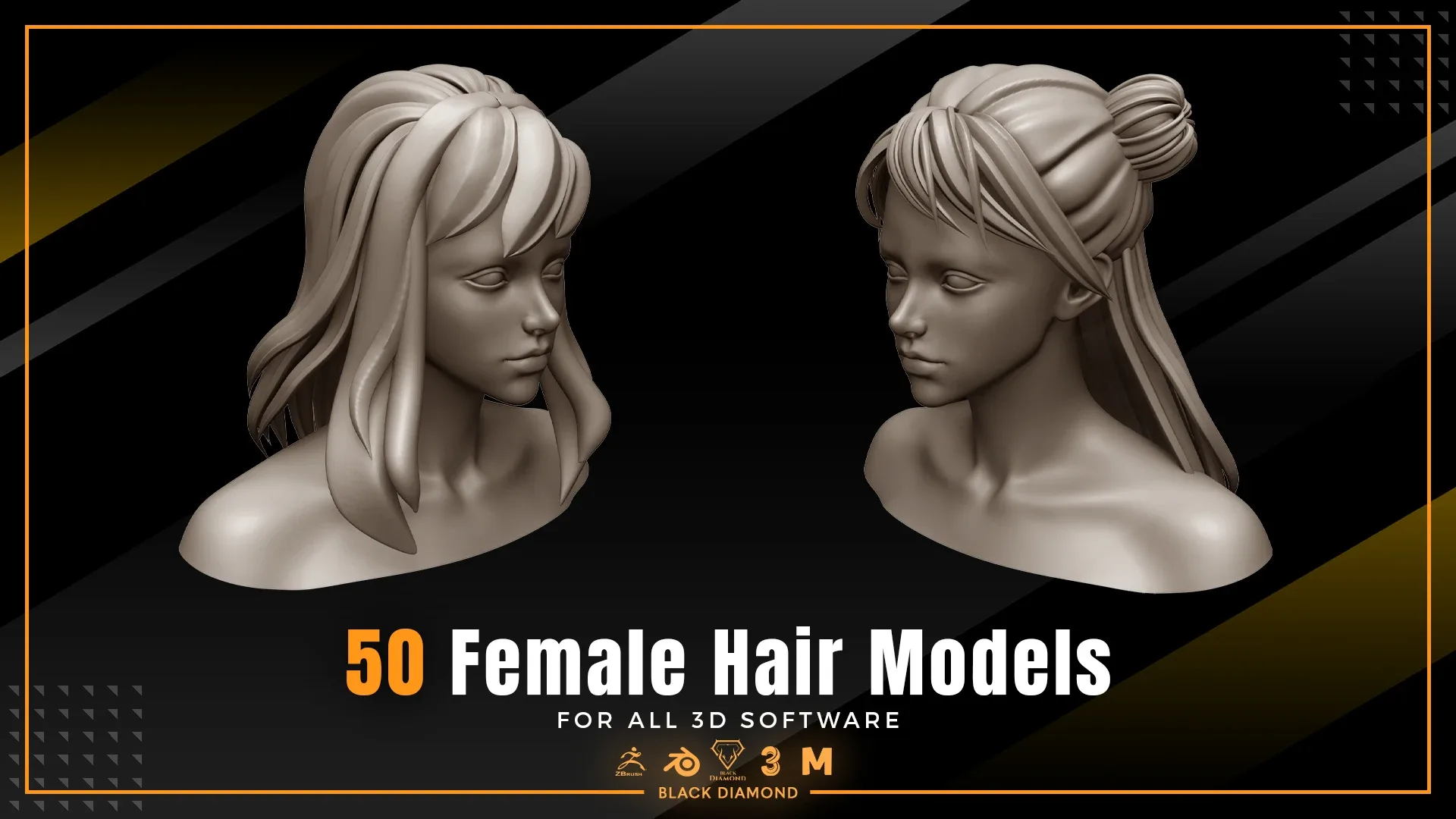 50 Female Hair Models ( FOR ALL 3D SOFTWARE )