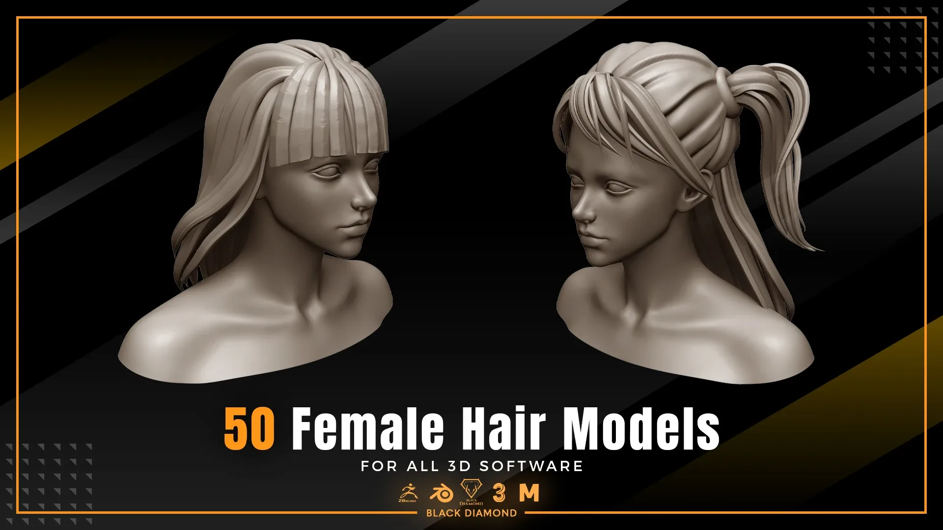 50 Female Hair Models ( FOR ALL 3D SOFTWARE )