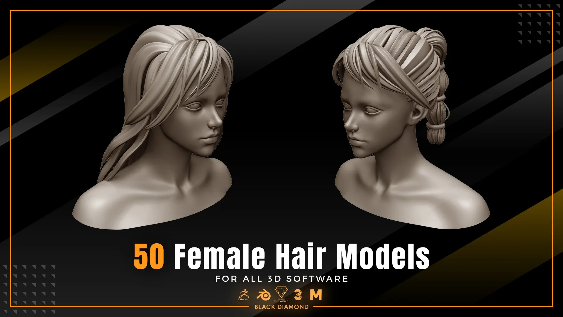 50 Female Hair Models ( FOR ALL 3D SOFTWARE )