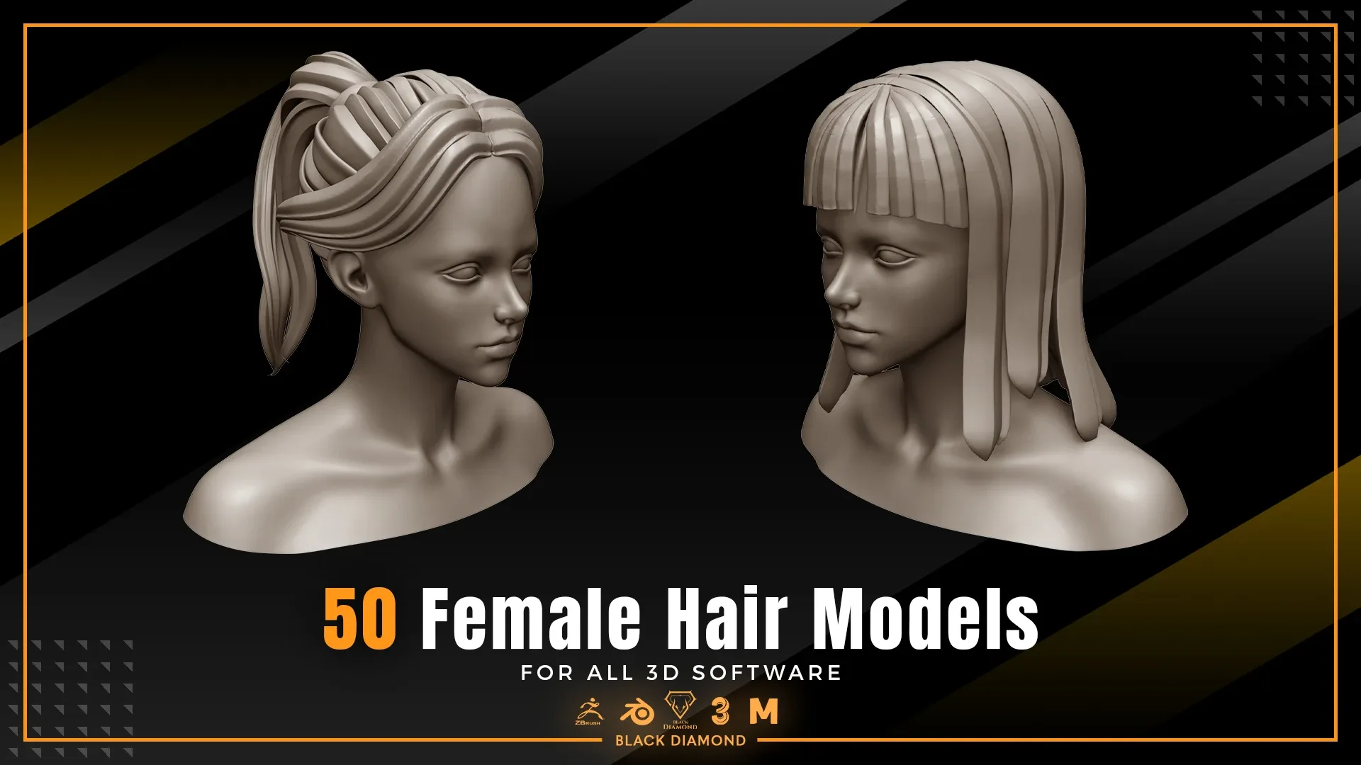 50 Female Hair Models ( FOR ALL 3D SOFTWARE )