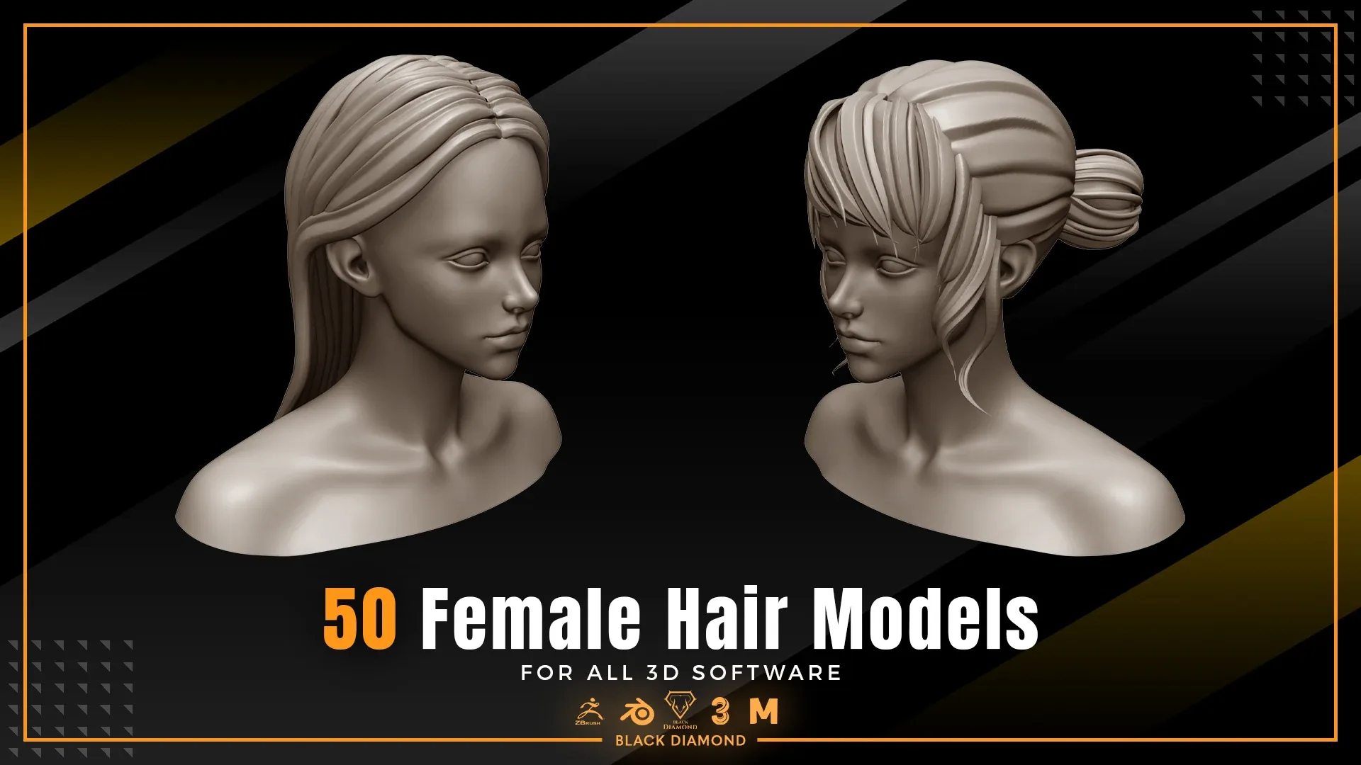 50 Female Hair Models ( FOR ALL 3D SOFTWARE )