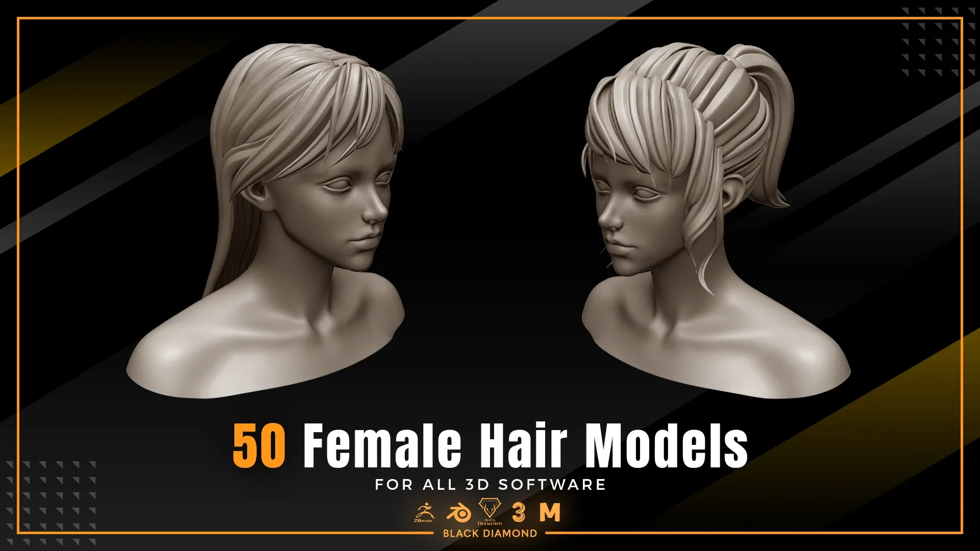 50 Female Hair Models ( FOR ALL 3D SOFTWARE )