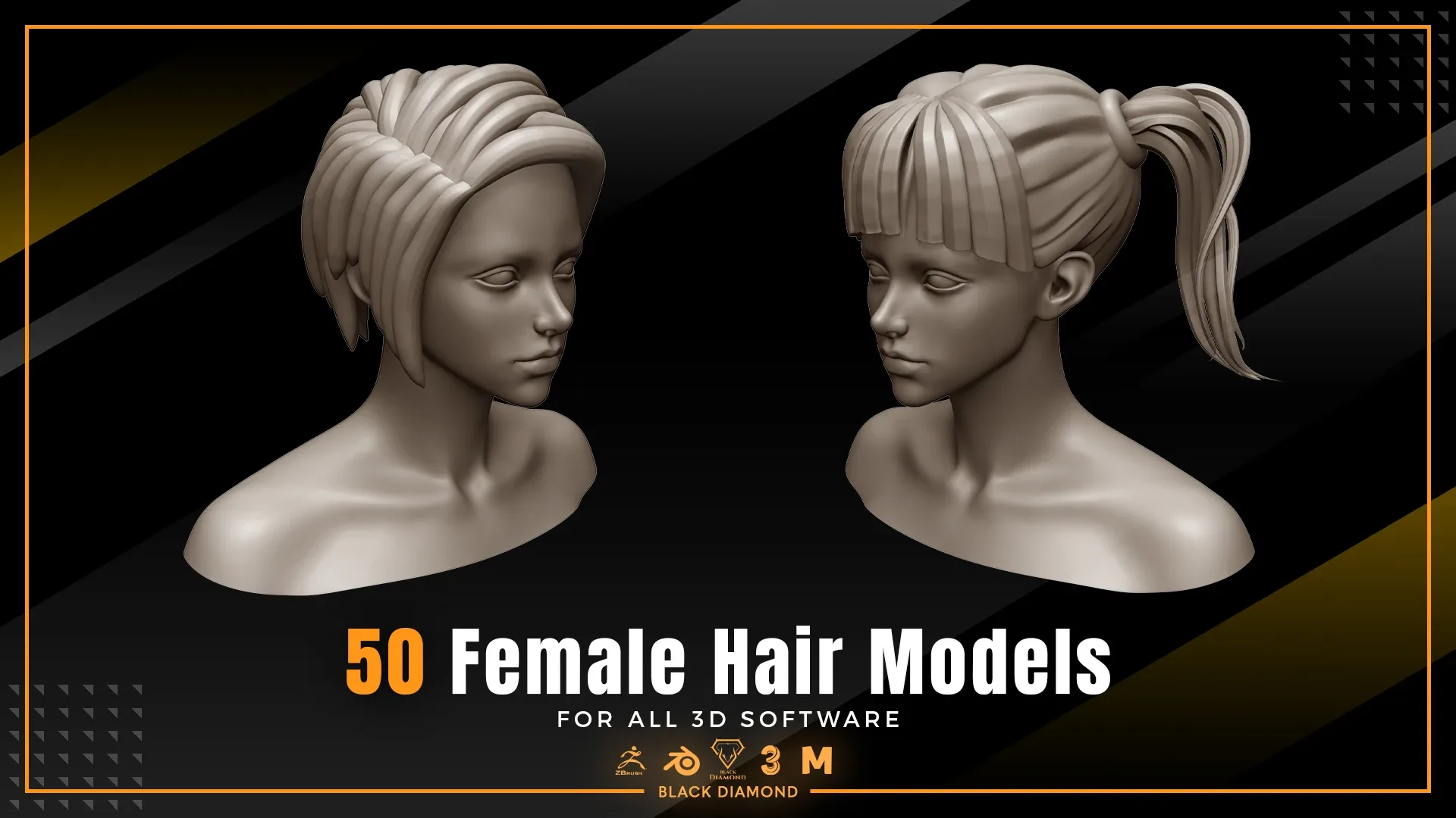 50 Female Hair Models ( FOR ALL 3D SOFTWARE )