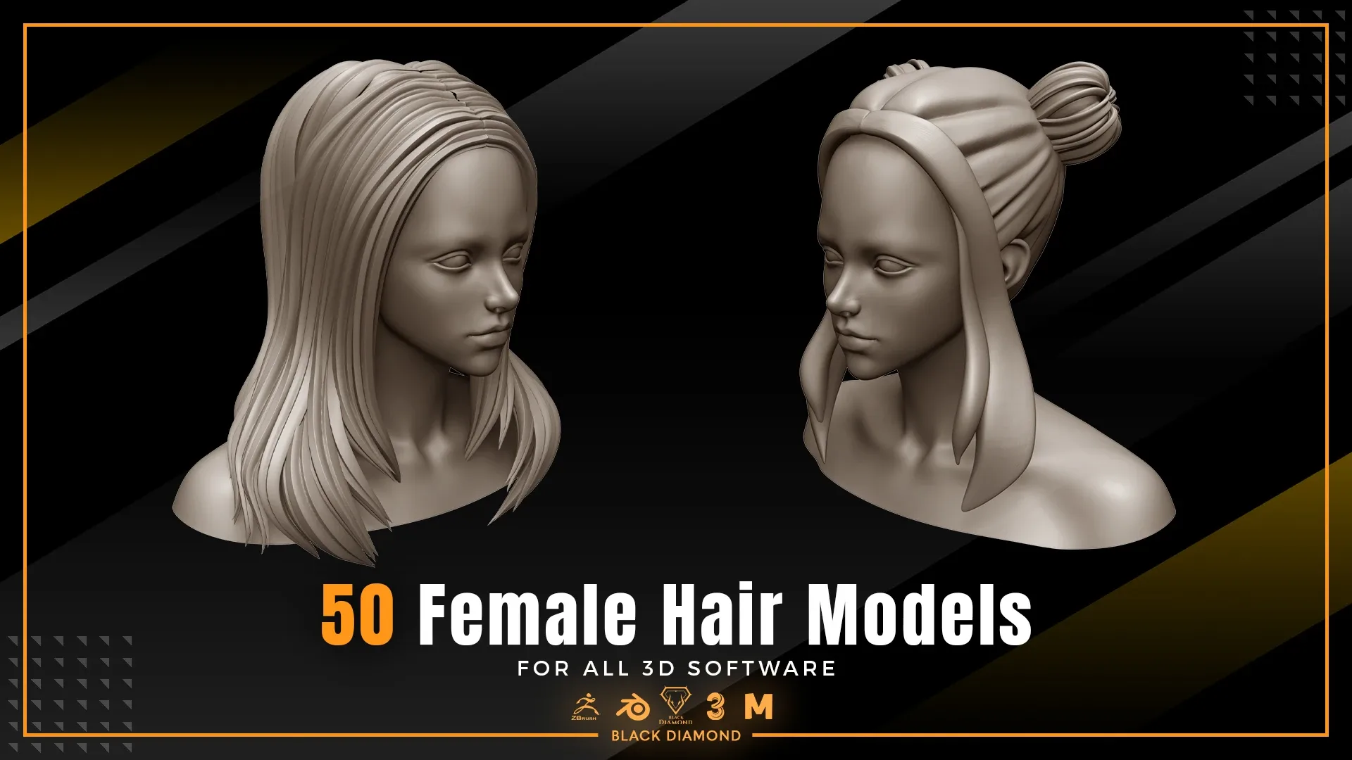 50 Female Hair Models ( FOR ALL 3D SOFTWARE )