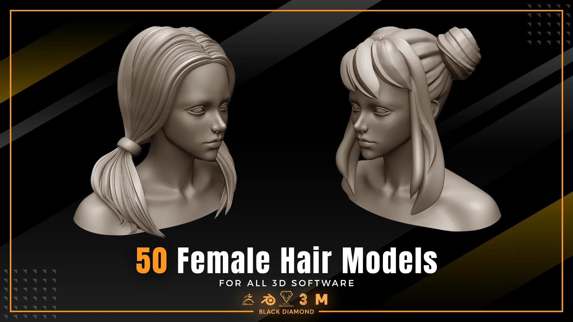 50 Female Hair Models ( FOR ALL 3D SOFTWARE )