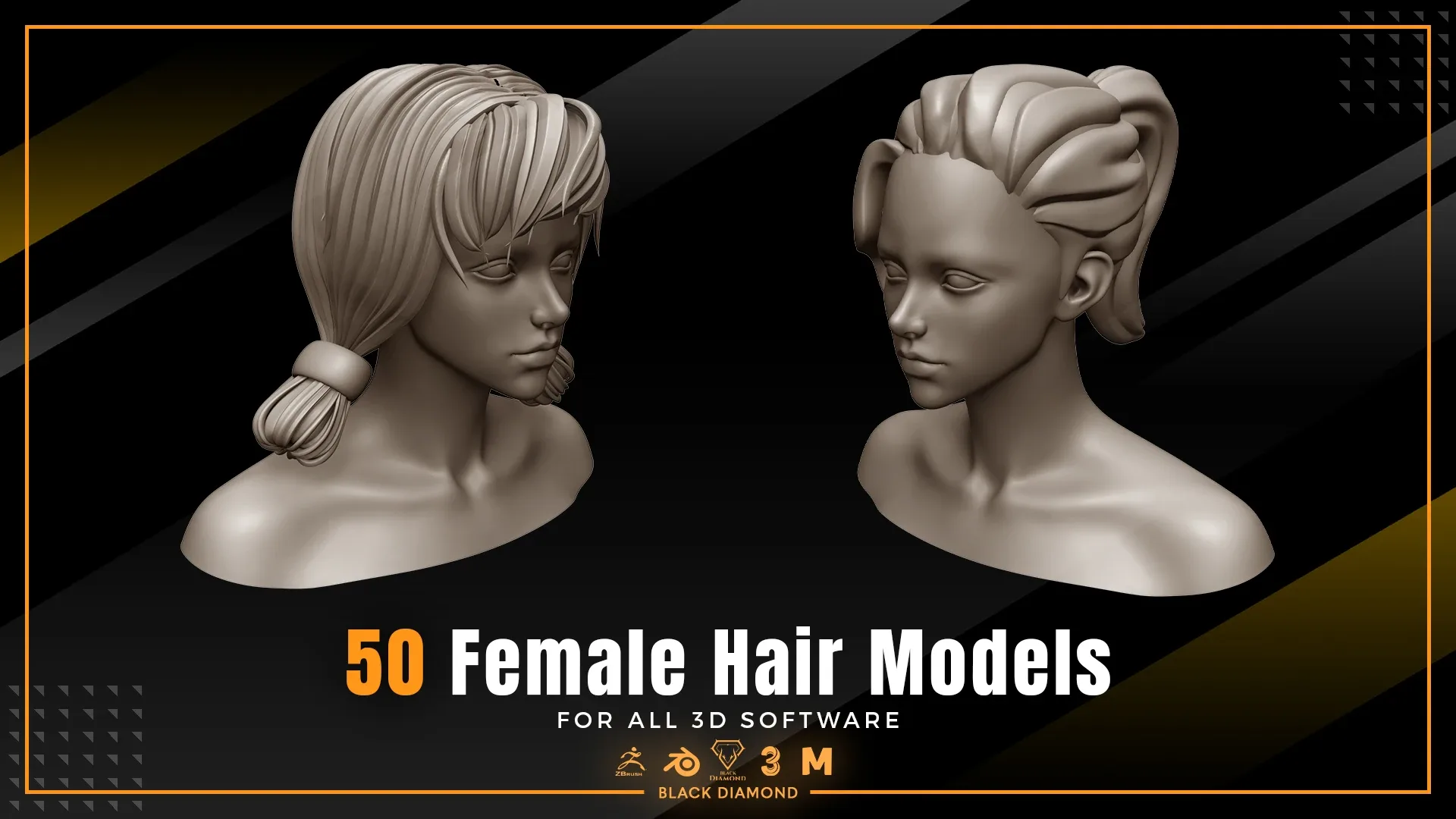 50 Female Hair Models ( FOR ALL 3D SOFTWARE )